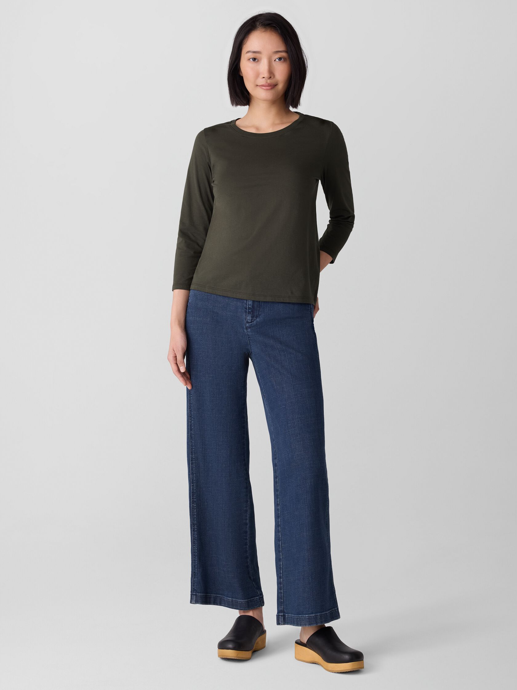 Organic Pima Cotton Jersey 3/4-Sleeve Tee