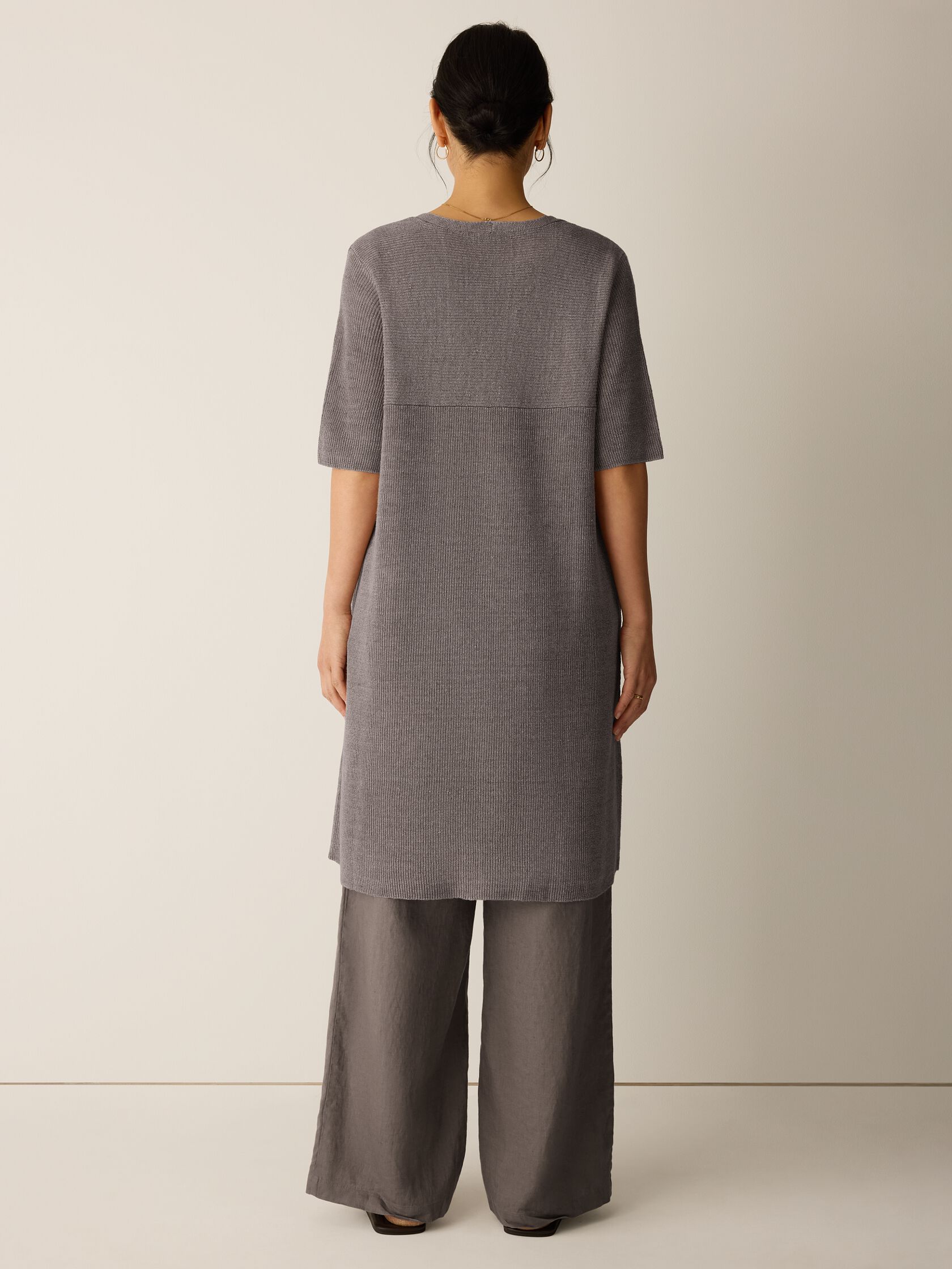 Organic Linen D&eacute;lav&eacute; V-Neck Long Cardigan