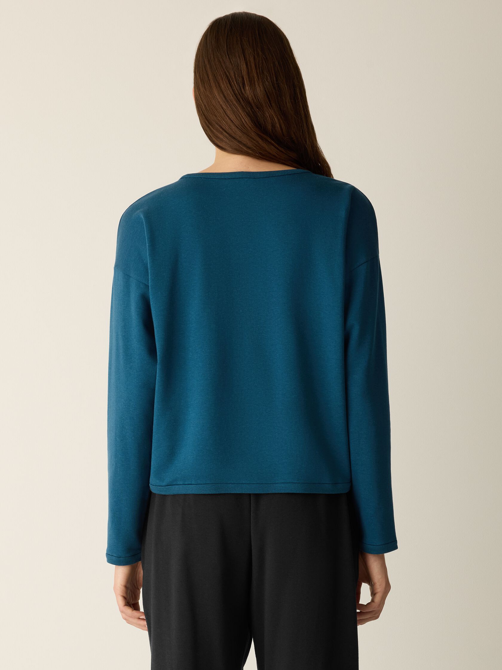 Cozy Brushed Terry Hug Round Neck Box-Top