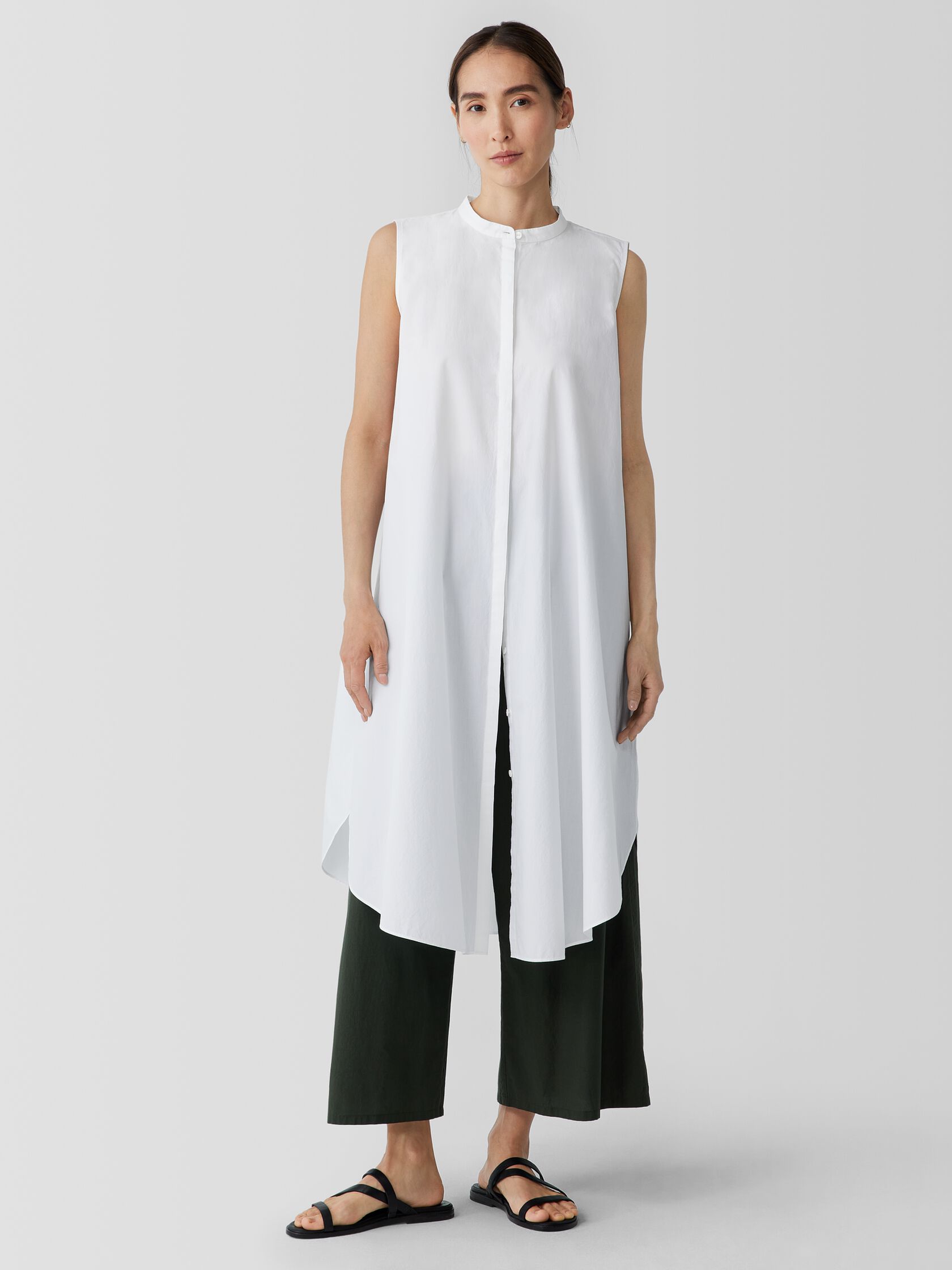 Washed Organic Cotton Poplin Sleeveless Dress