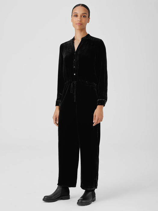 Velvet Band Collar Jumpsuit