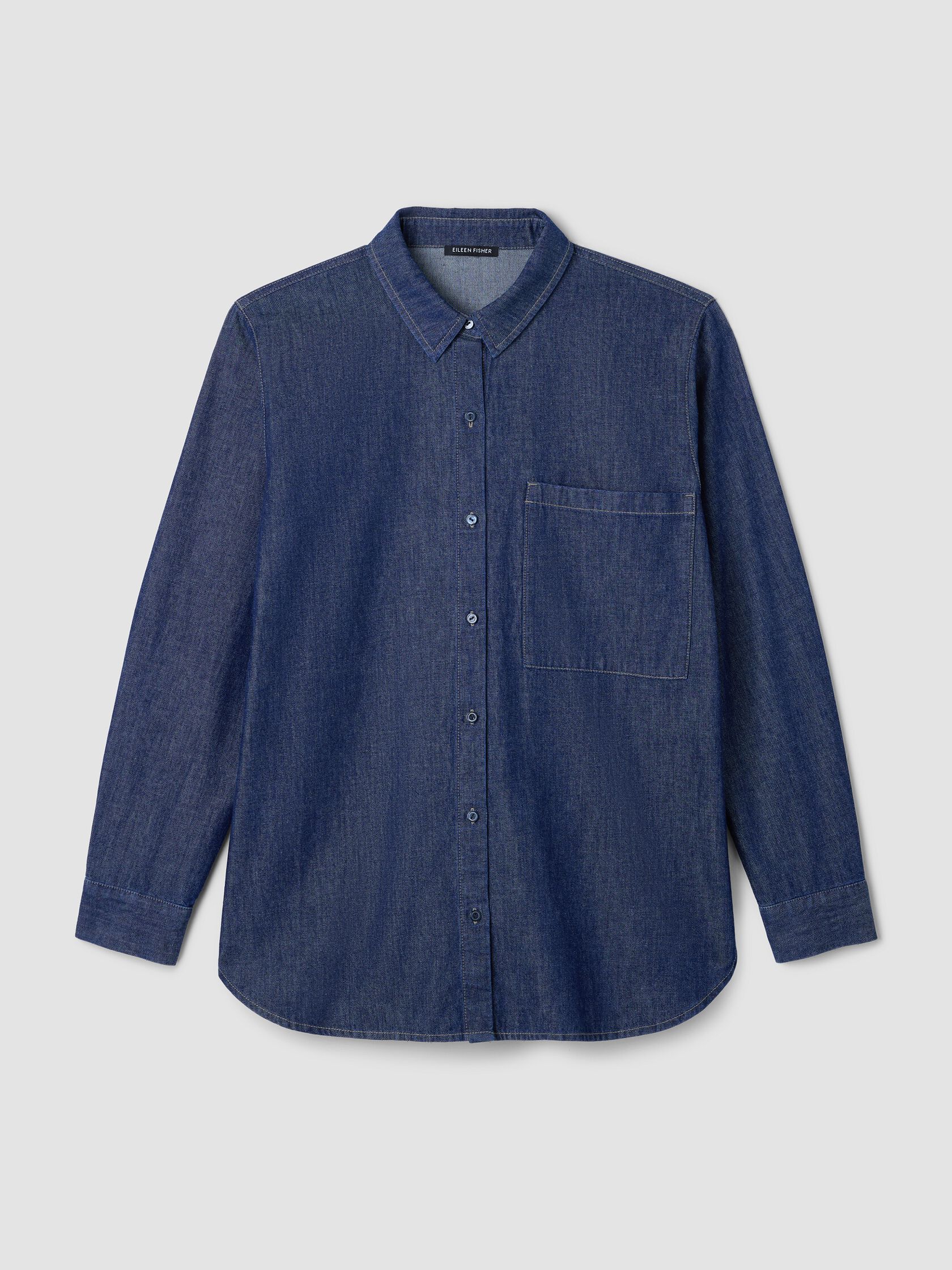 Lightweight Organic Cotton Denim Classic Collar Long Shirt