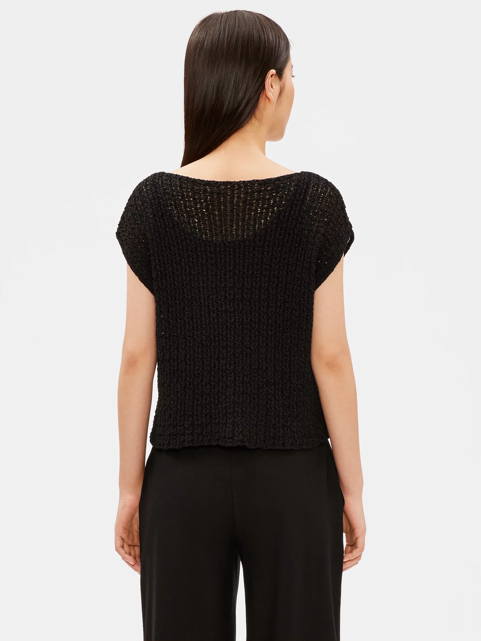 Organic Cotton Nylon Tape Bateau Neck Top
