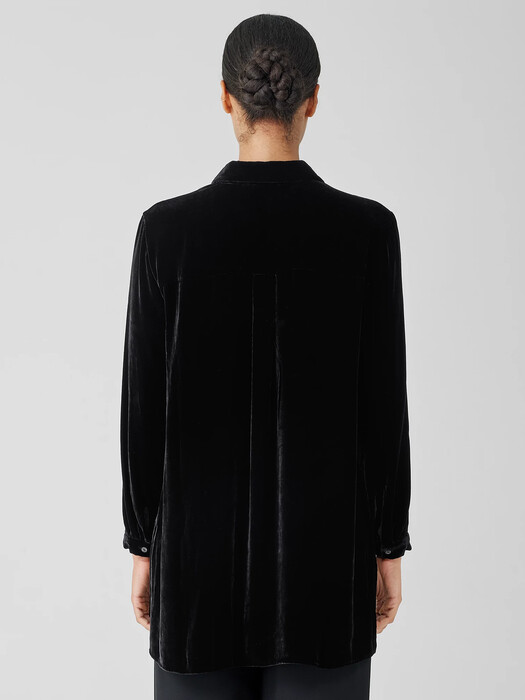 Velvet Classic Collar Long Shirt