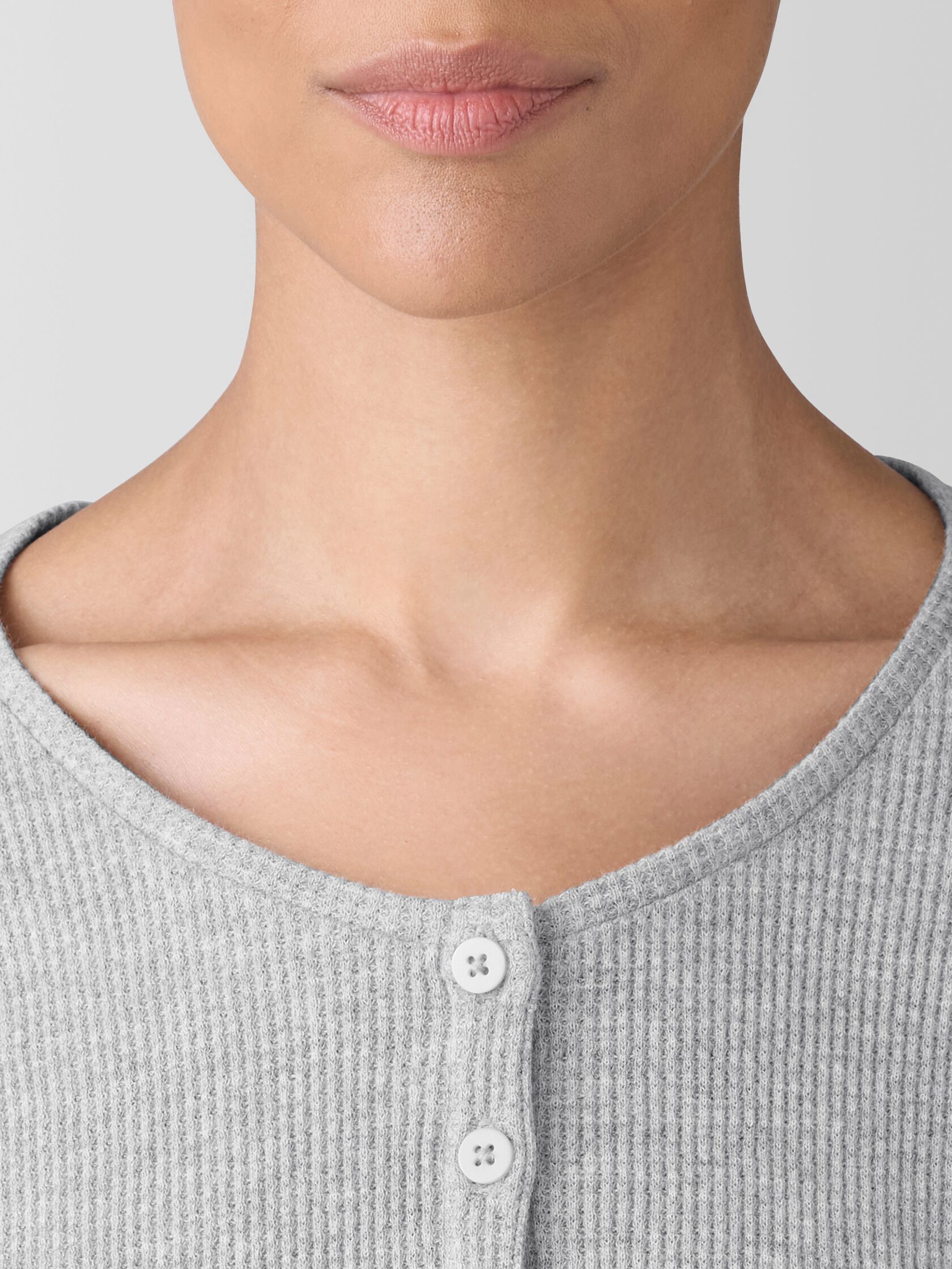 Mélange Organic Cotton Waffle Henley Sleep Top