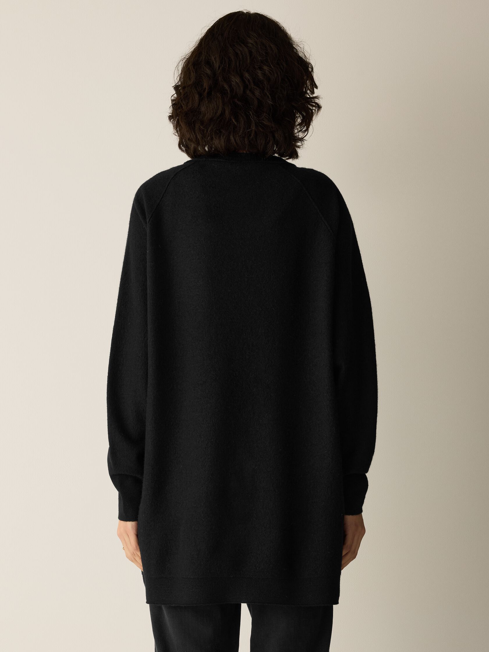 Fine Felted Wool Long Cardigan in Regenerative Wool
