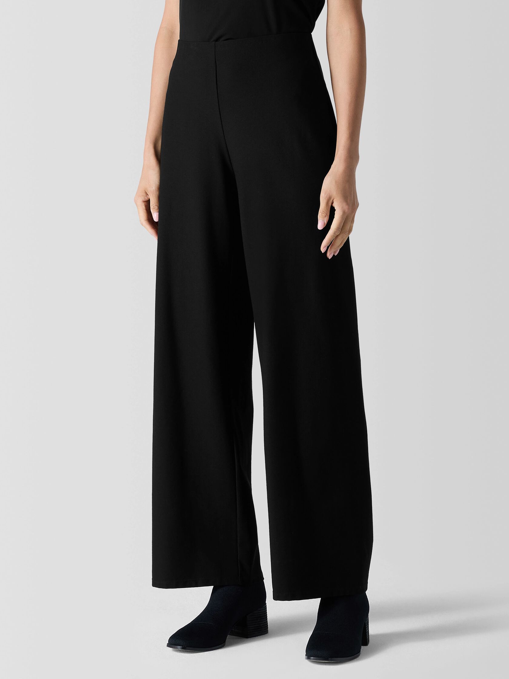 Washable Stretch Crepe Wide-Leg Pant