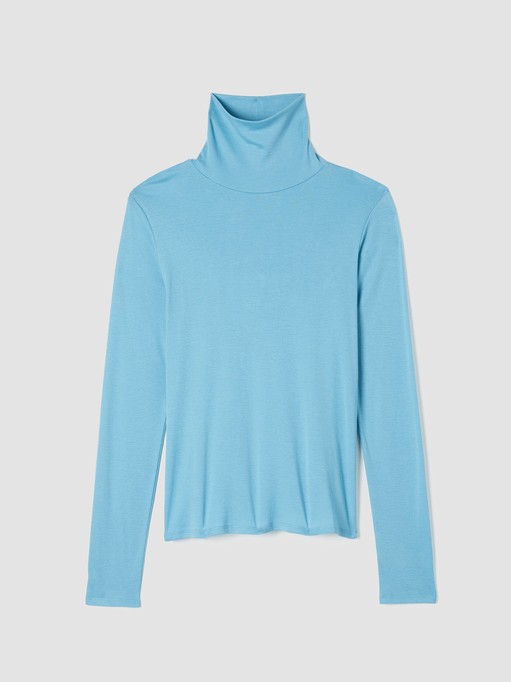 Ribbed Pima Cotton Blend Turtleneck Top