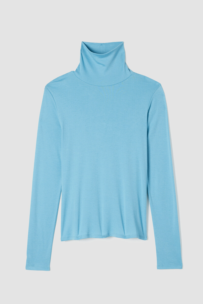 Ribbed Pima Cotton Blend Turtleneck Top Ribbed Pima Cotton Blend Turtleneck Top