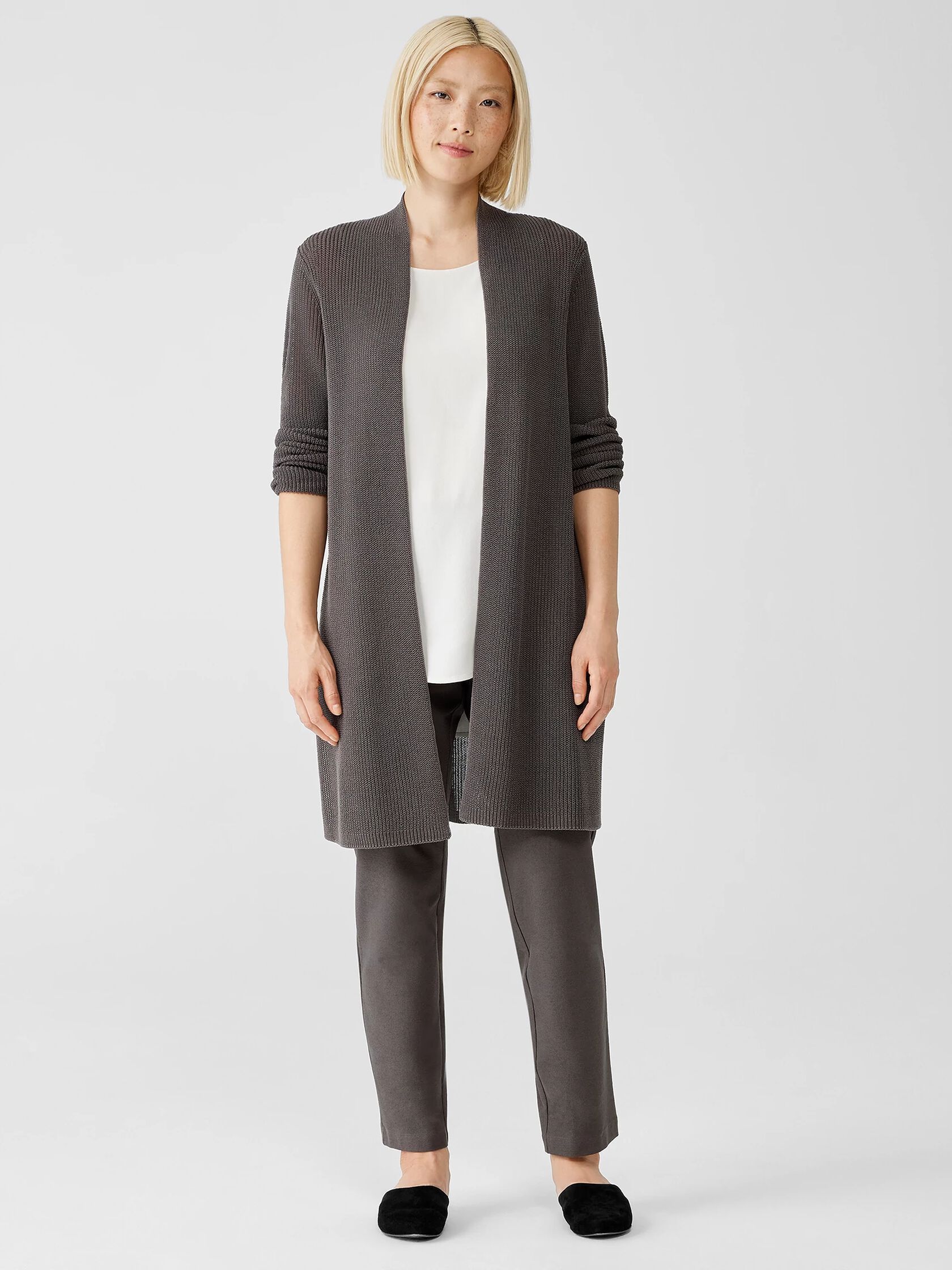 Organic Cotton Silk Cord Long Cardigan