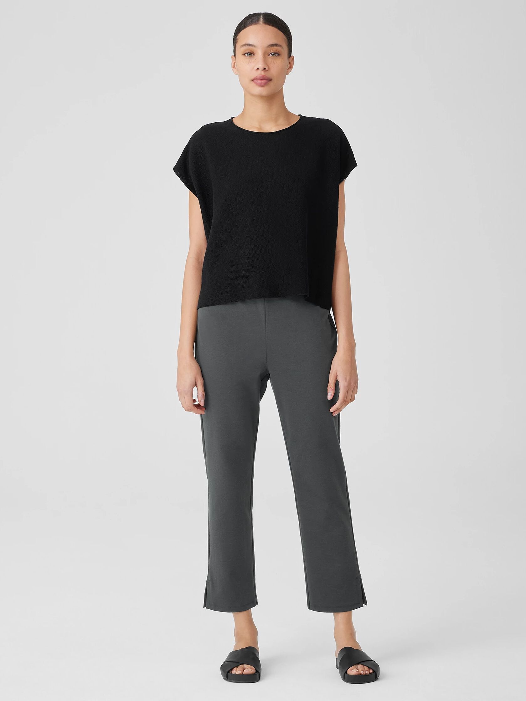 Cotton Blend Ponte Pant with Slits