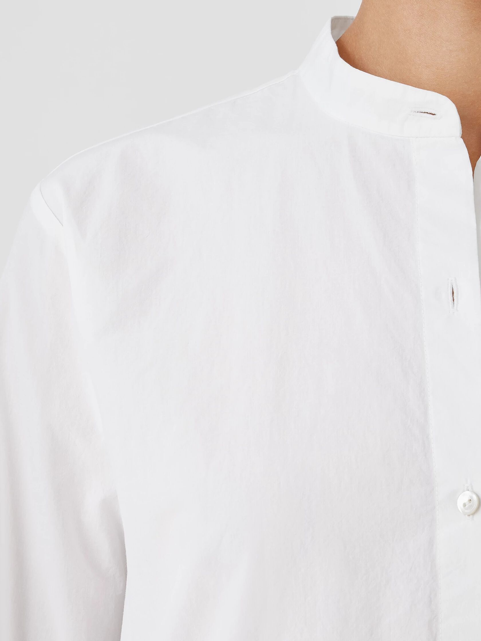 Washed Organic Cotton Poplin Band Collar Shirt