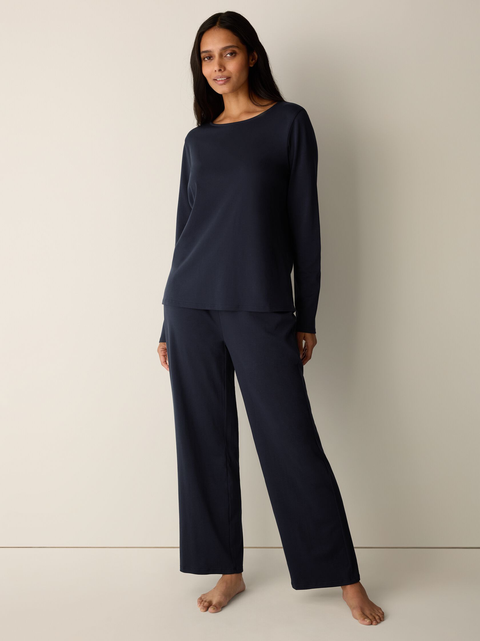 Organic Cotton Interlock Crew Neck Sleep Top