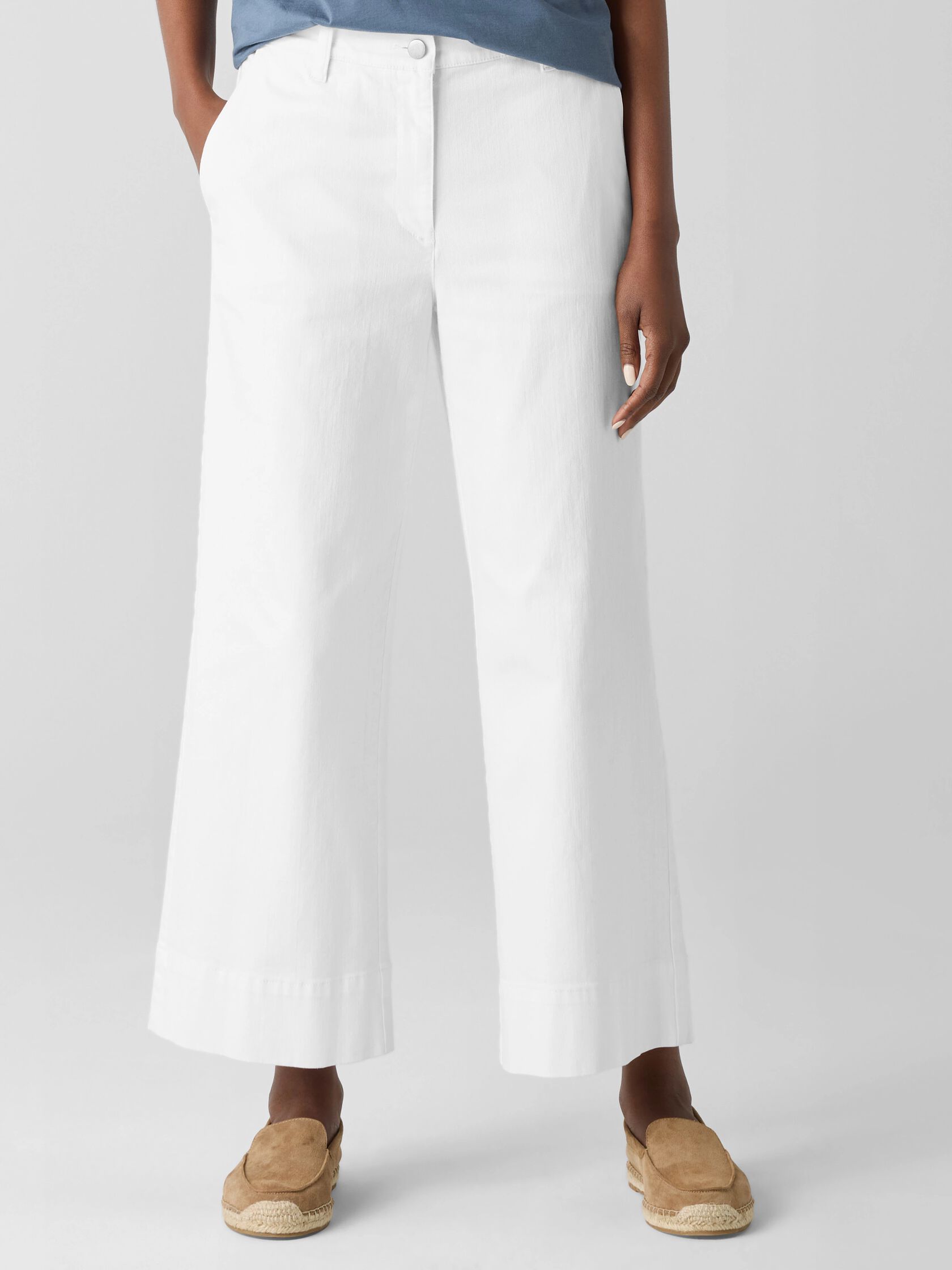 Garment-Dyed Organic Cotton Denim Wide-Leg Jean