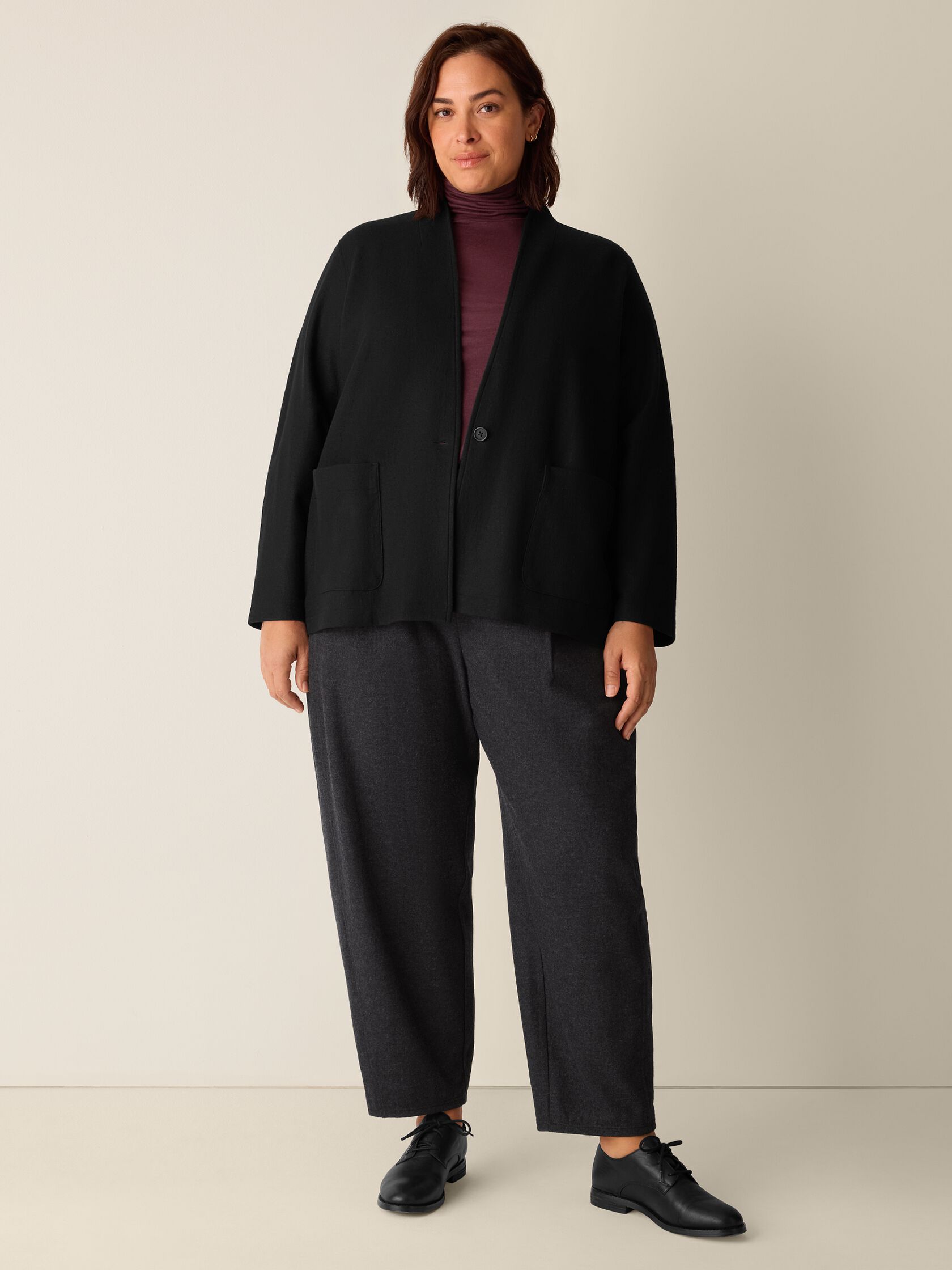 Felted Wool Jersey High Collar Jacket