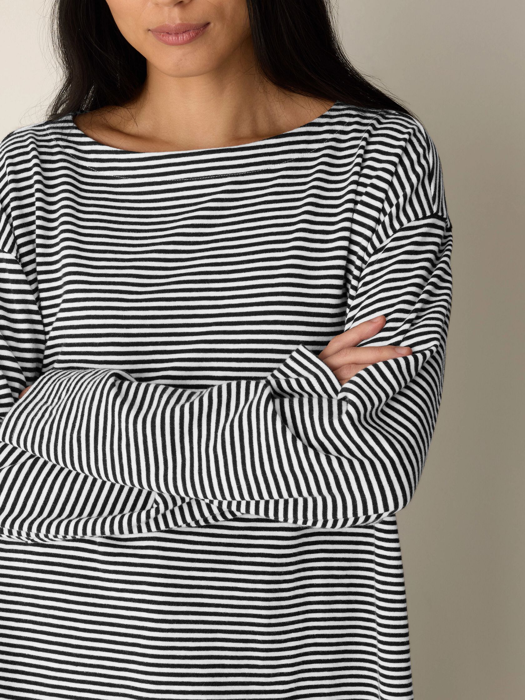 Striped Organic Cotton Slub Bateau Neck Top