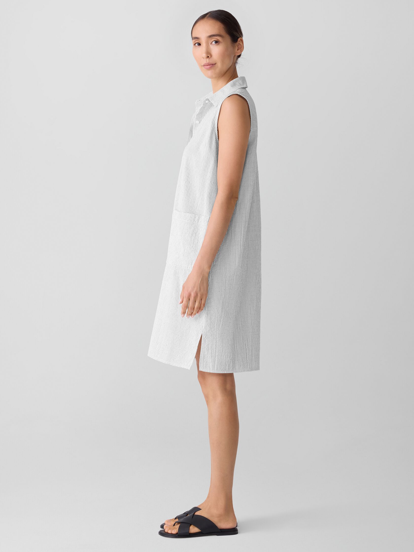 Organic Cotton Ripple Sleeveless Shirtdress