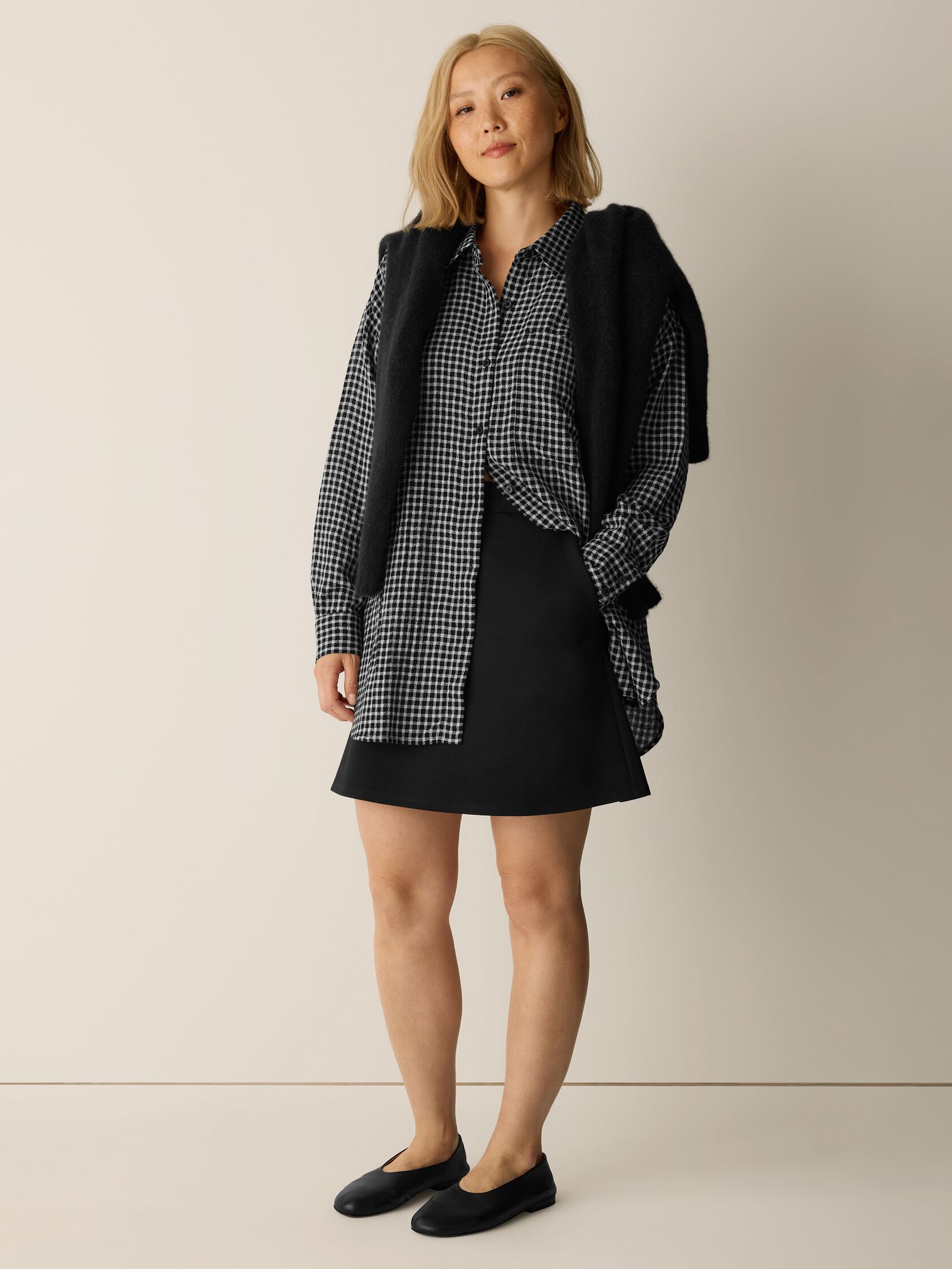 Washable Flex Ponte Flared Mini Skirt