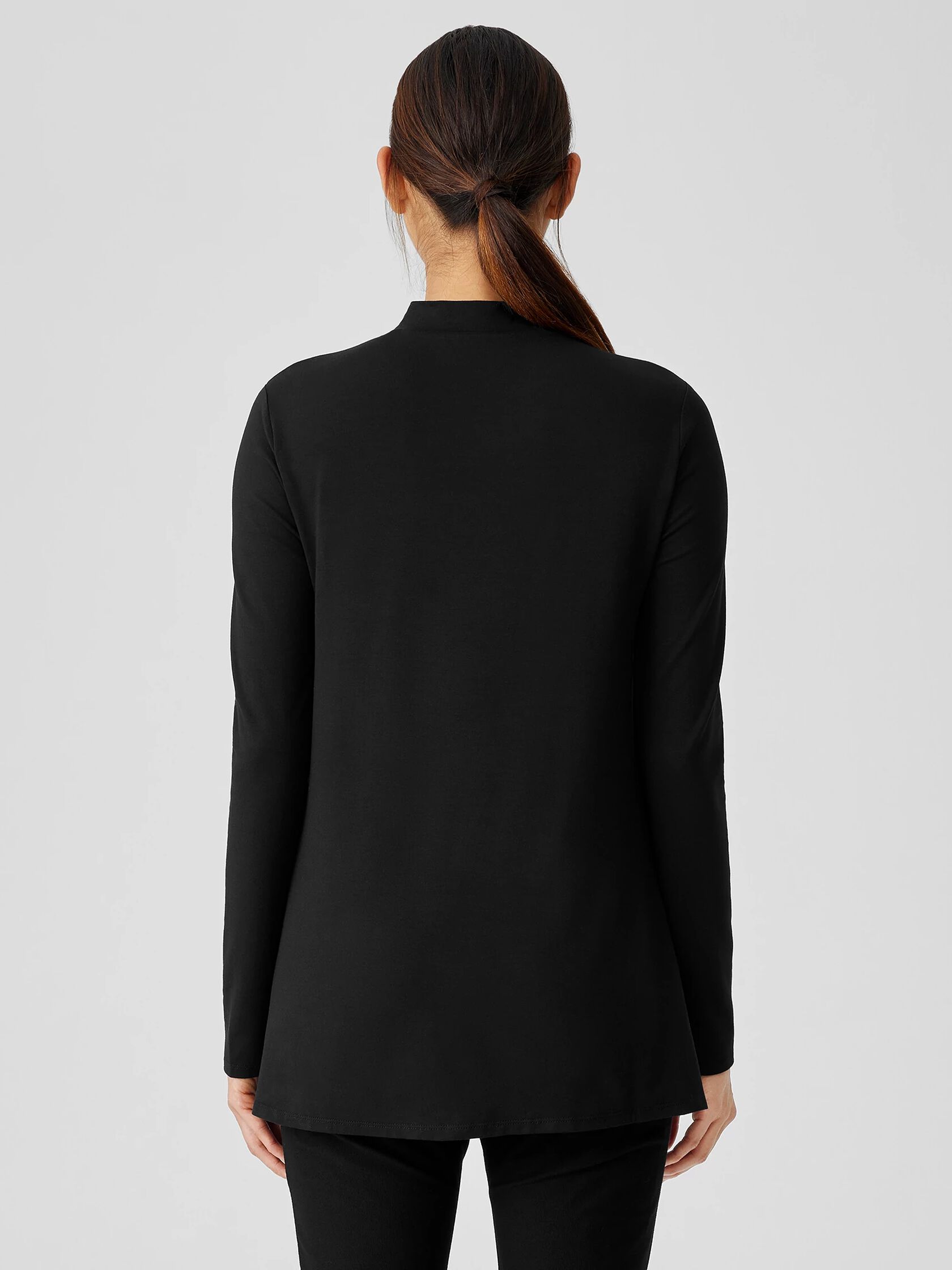 Stretch Jersey Knit Mock Neck Top
