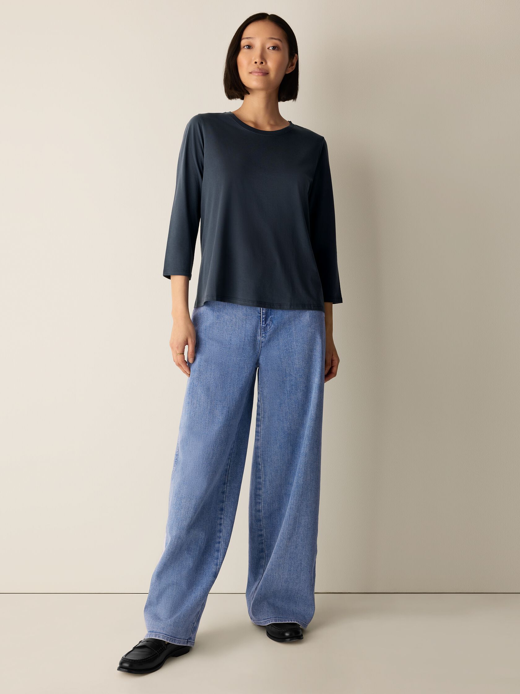 Organic Pima Cotton Jersey 3/4-Sleeve Tee