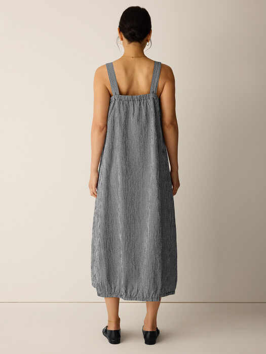 grey check linen dress Gray Glen Check Linen Dress, Spring Summer Autumn Winter Linen Dress, Basic Smock Dress, Ready to Ship