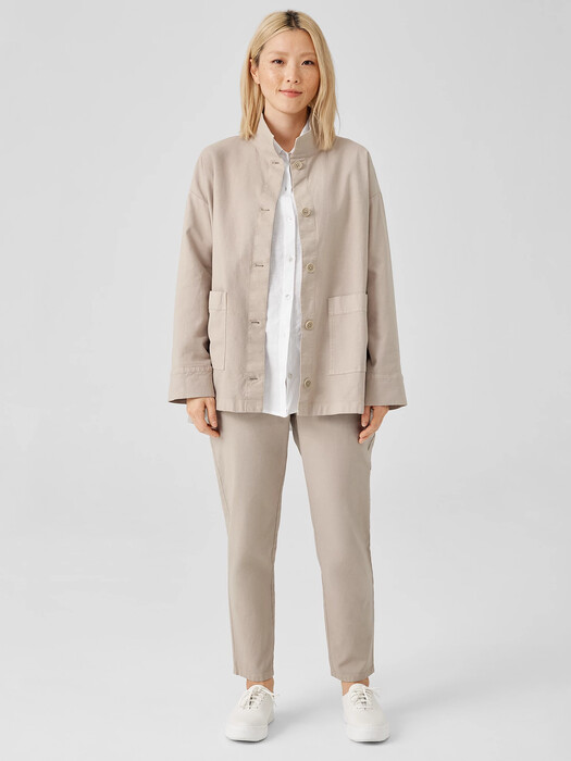 Cotton Hemp Stretch Stand Collar Jacket