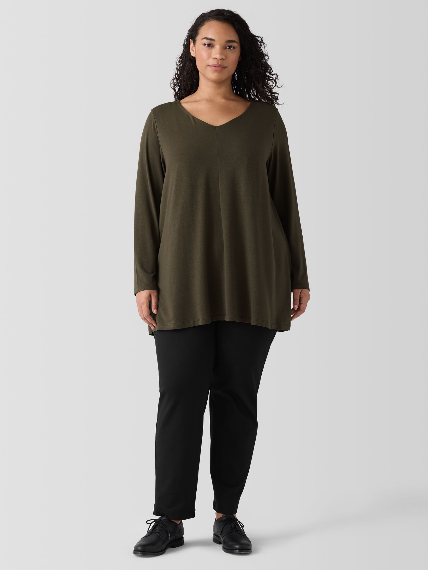 Fine Jersey V-Neck Long Top