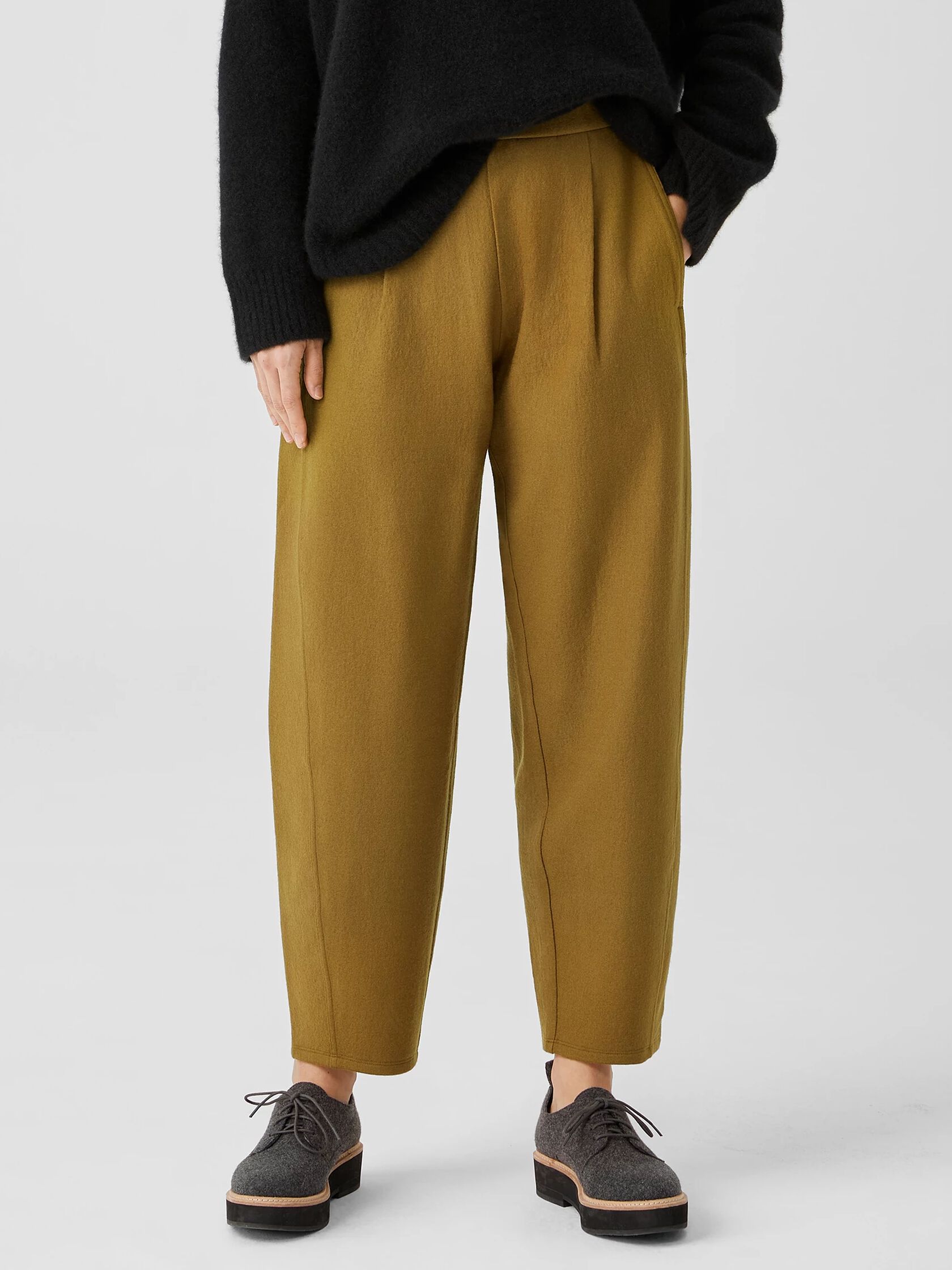 Boiled Wool Jersey Pleated Lantern Pant