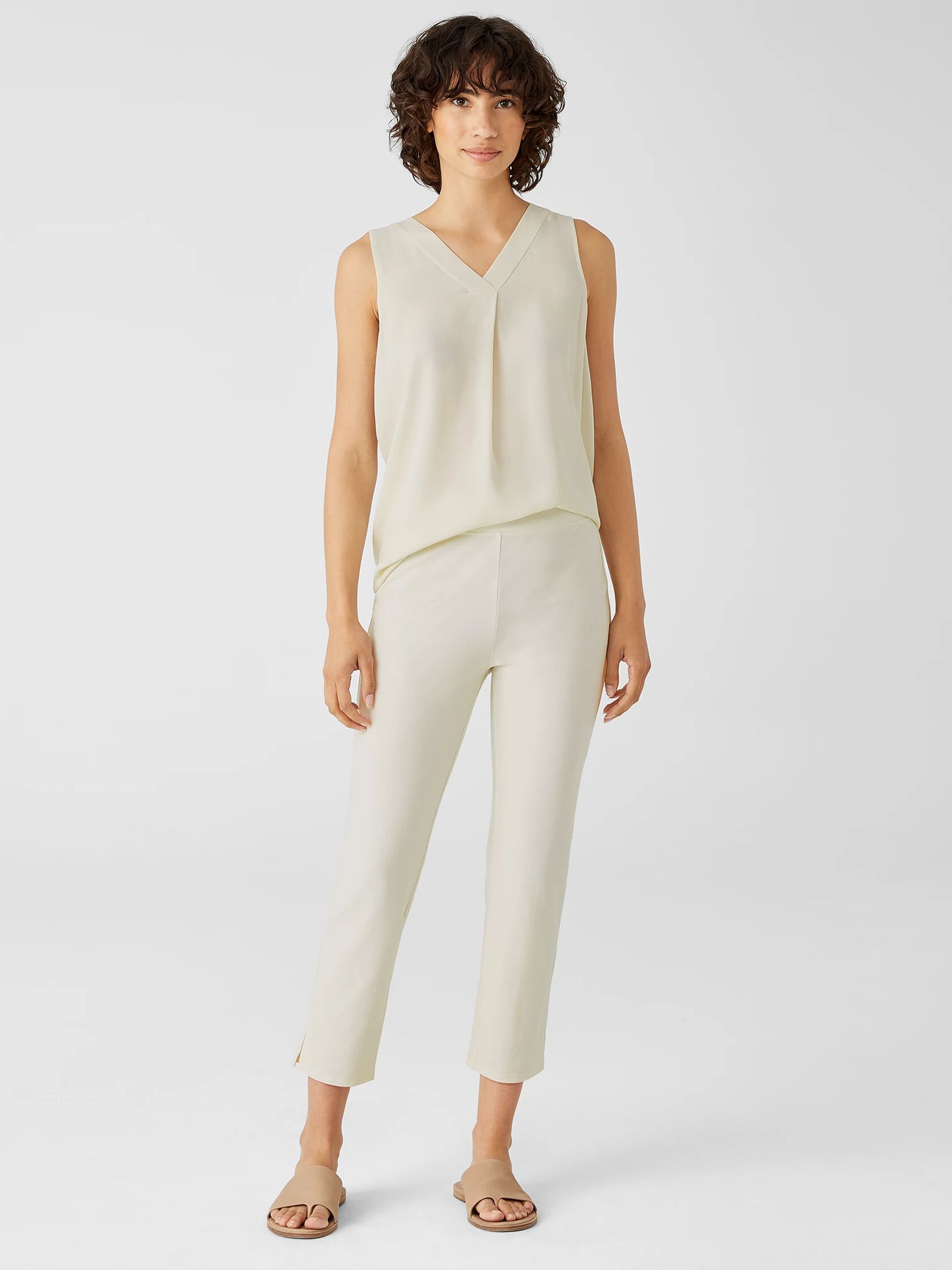 Washable Stretch Crepe Pant with Slits