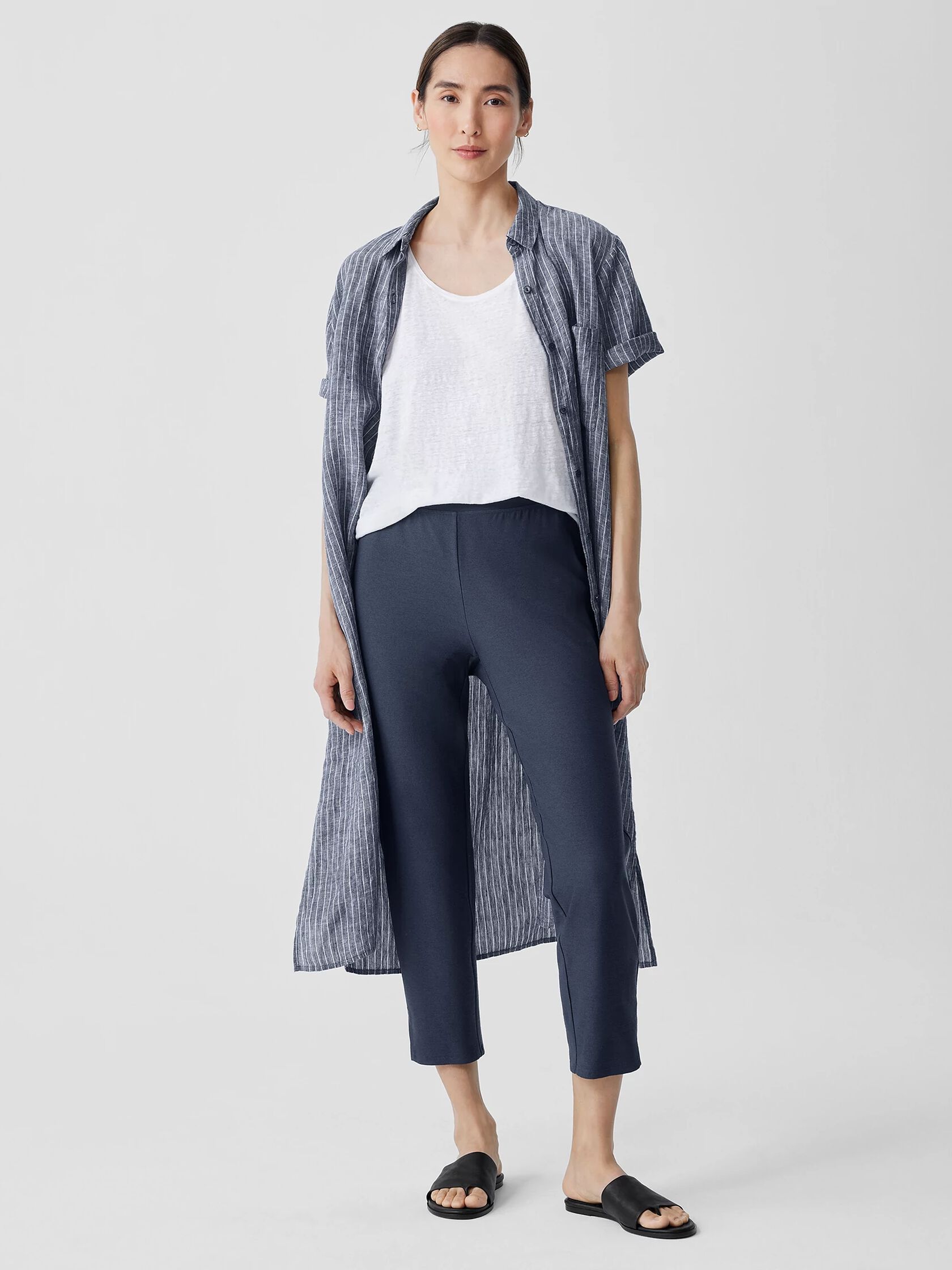 Washable Stretch Crepe Pant with Slits
