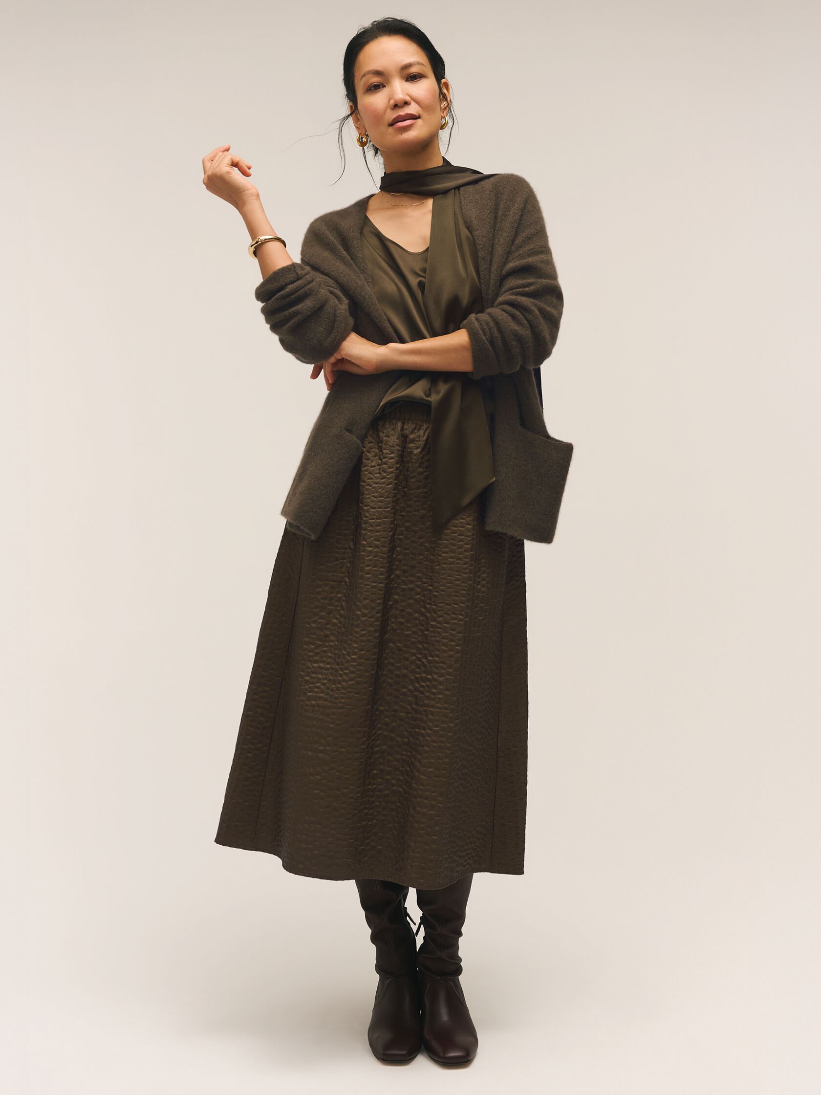 Quilted Silk A-Line Skirt