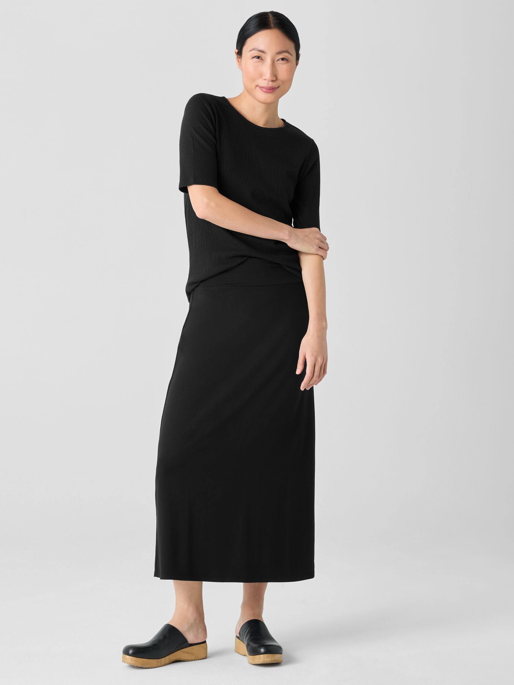Stretch Jersey Knit A-Line Skirt