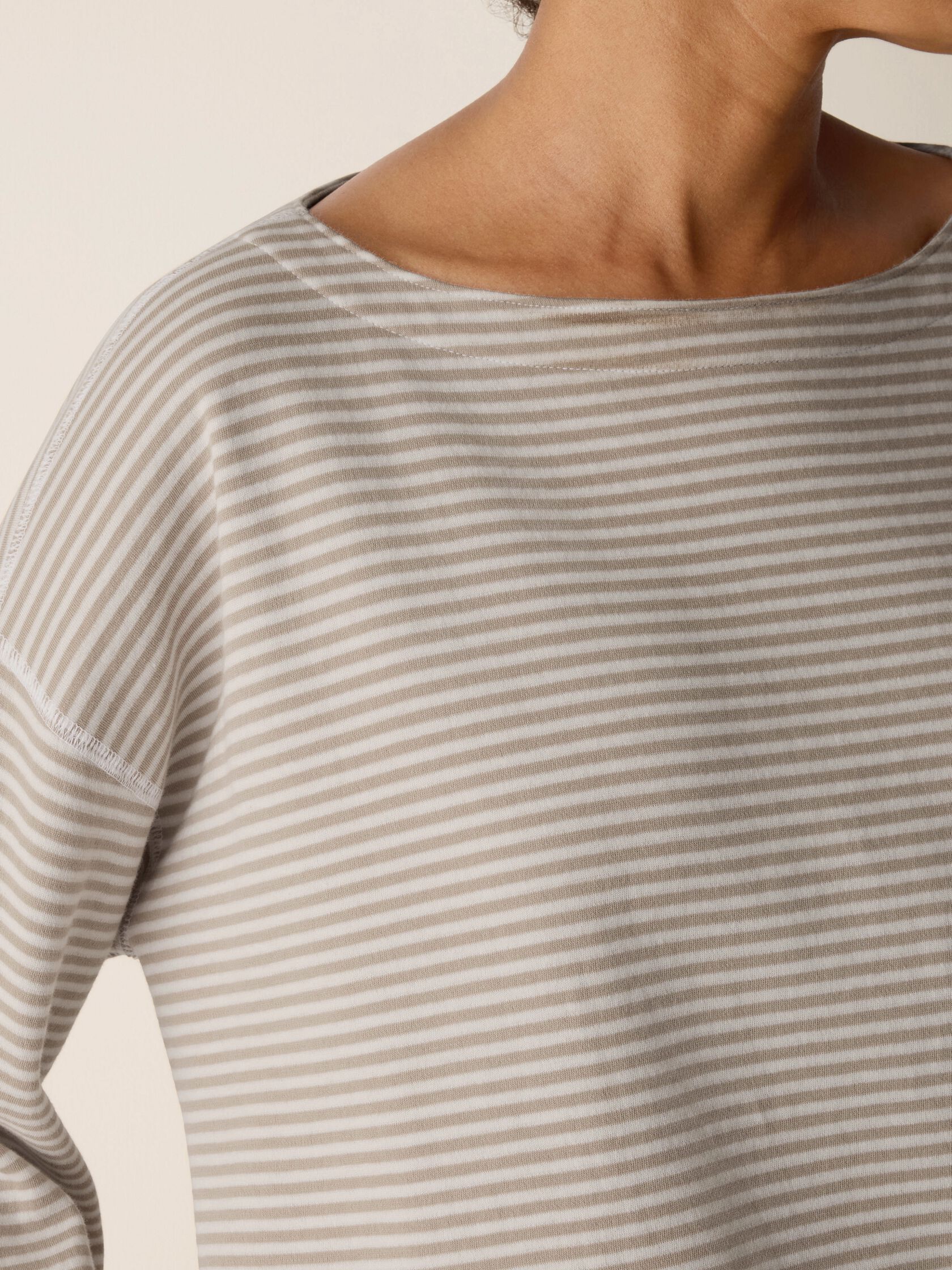Doubleknit Organic Cotton Stripe Bateau Neck Top