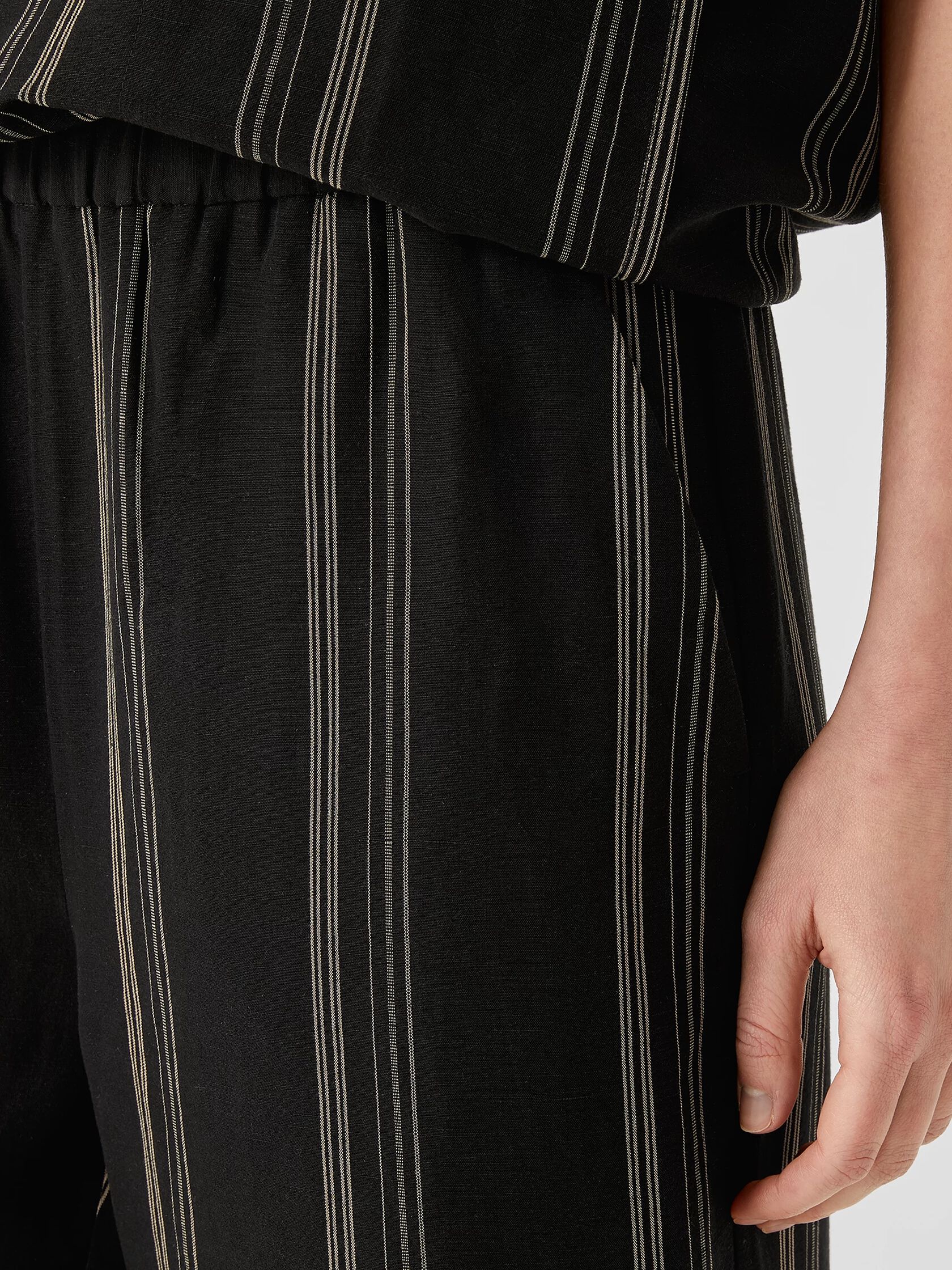 Organic Linen Blend Striped Straight Pant