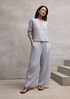Striped Organic Cotton Gauze Wide-Leg Pant