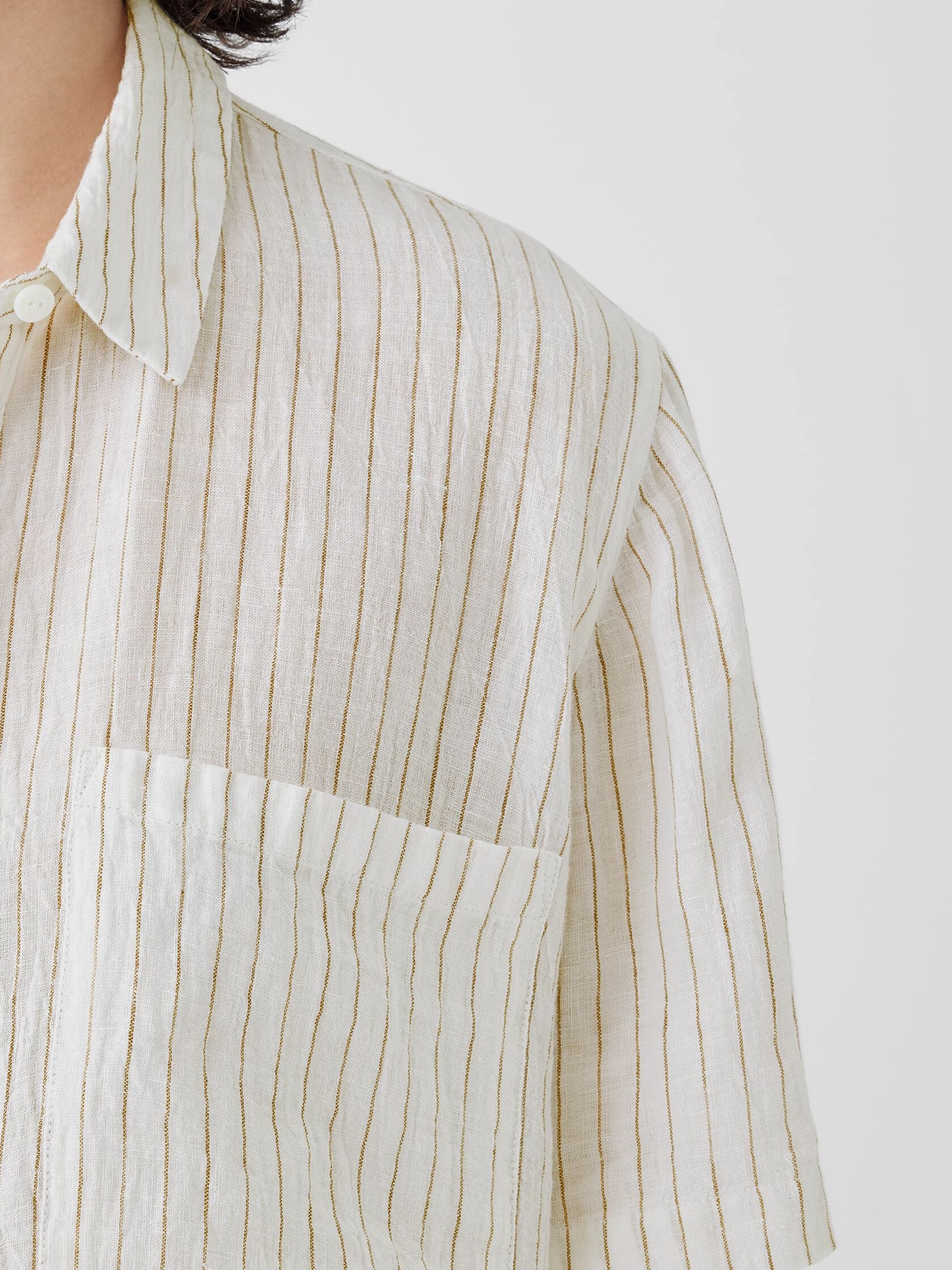 Puckered Organic Linen Shirtdress