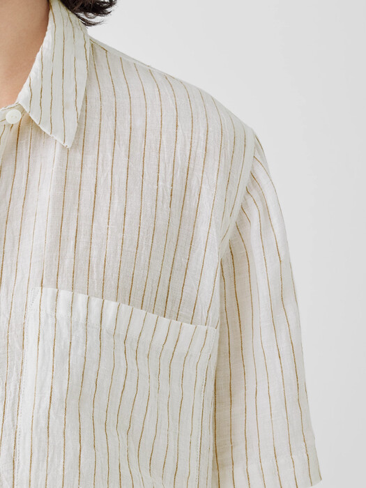 Puckered Organic Linen Shirtdress