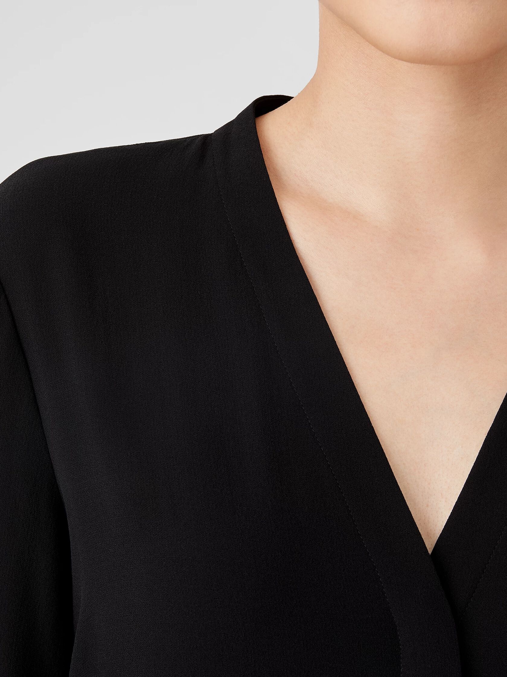 Silk Georgette Crepe V-Neck Shirt