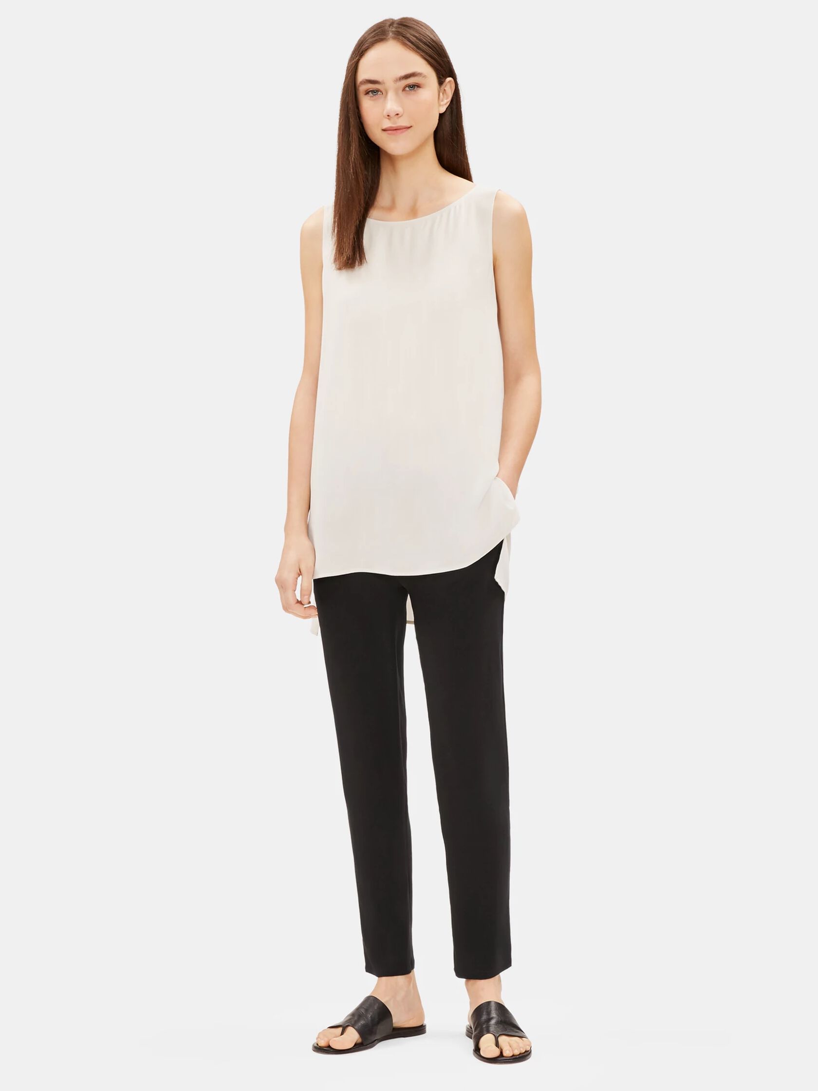 System Silk Georgette Crepe Slouchy Ankle Pant
