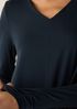 Fine Stretch Jersey Knit V-Neck Long Top