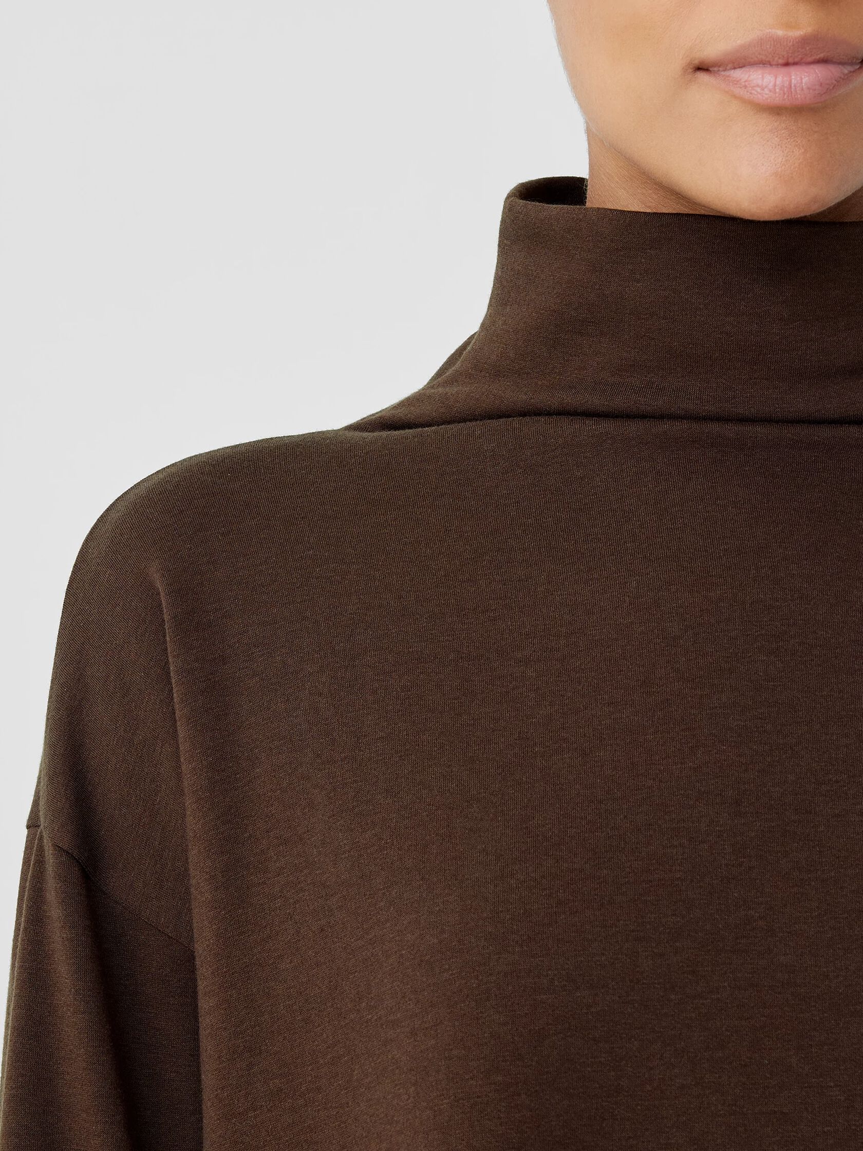 Cozy Brushed Terry Hug Funnel Neck Box-Top