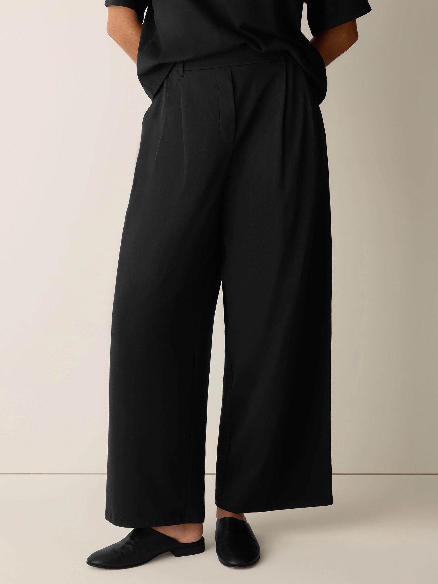 Pima Cotton Stretch Jersey Wide-Leg Pant