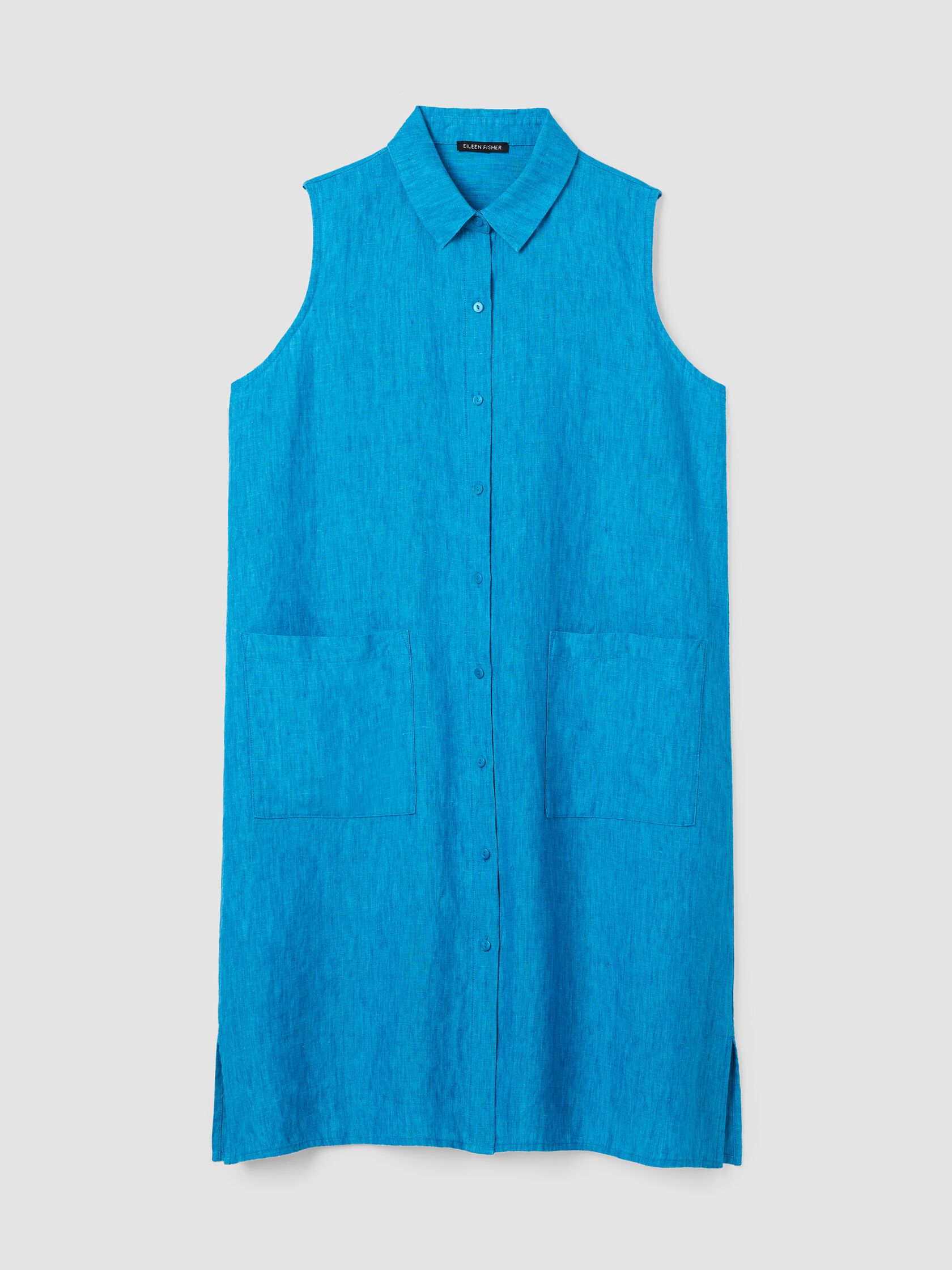 Washed Organic Linen Délavé Sleeveless Shirtdress