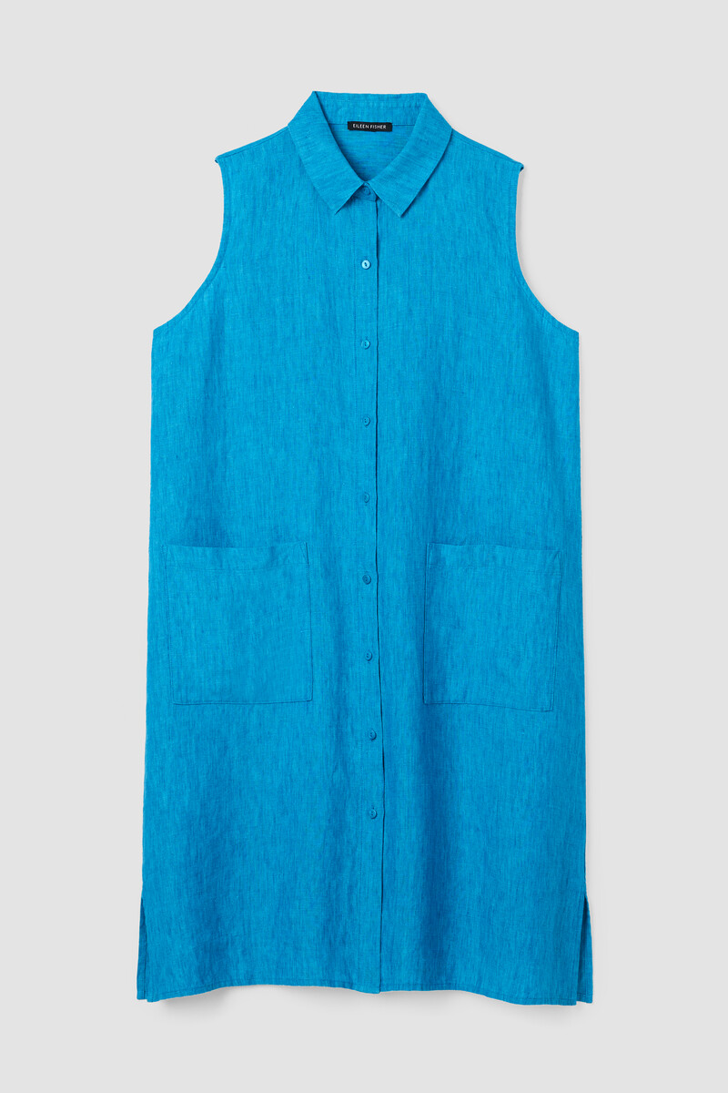 Washed Organic Linen Délavé Sleeveless Shirtdress Washed Organic Linen Délavé Sleeveless Shirtdress