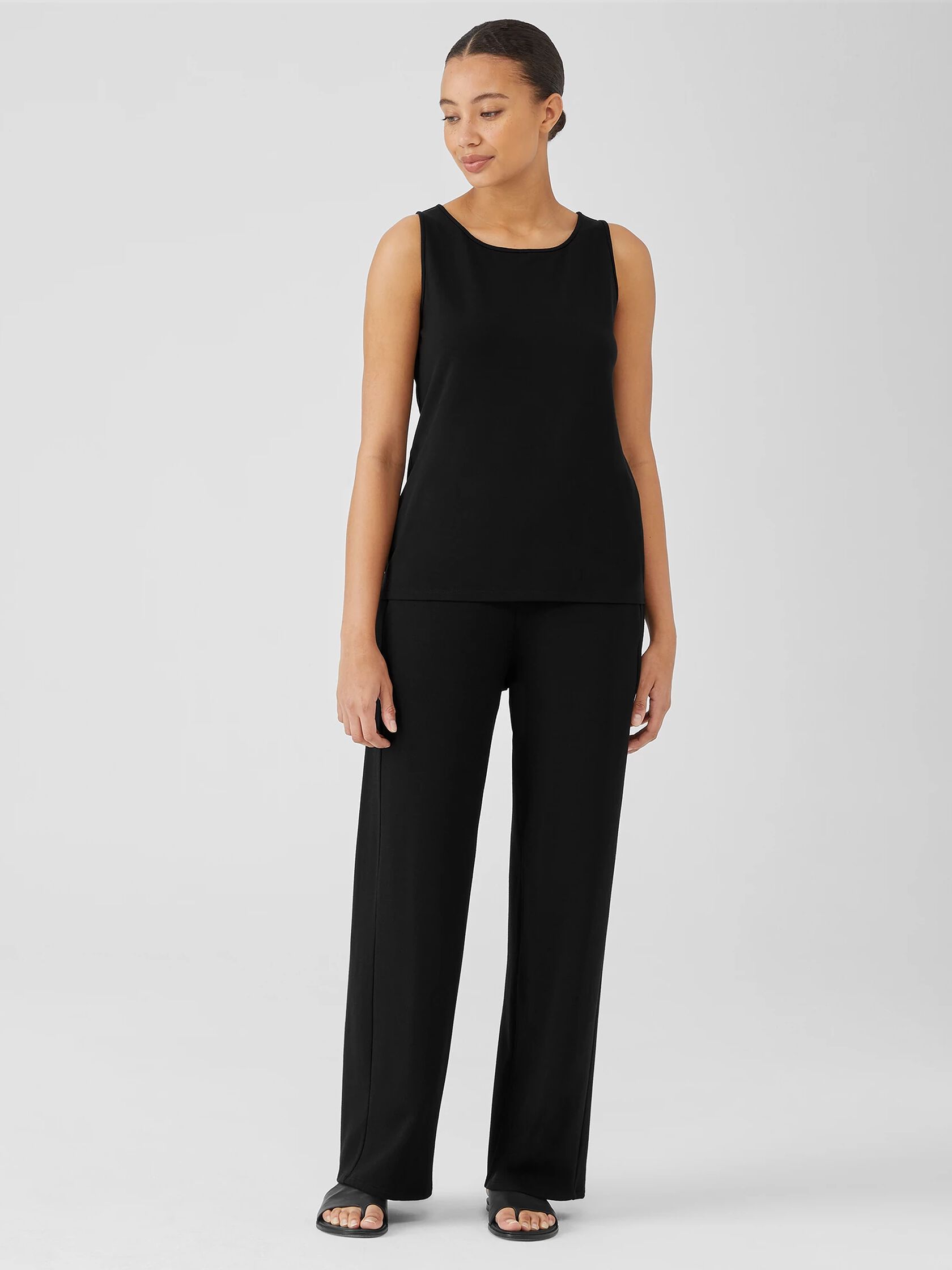 Stretch Jersey Knit Jewel Neck Tank