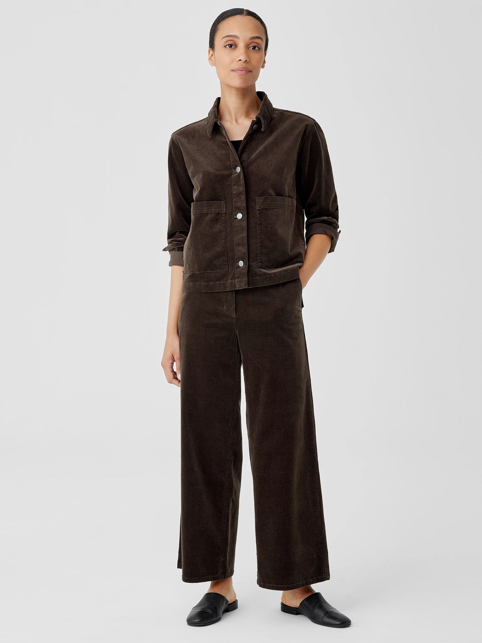 Organic Cotton Stretch Corduroy Wide-Leg Pant