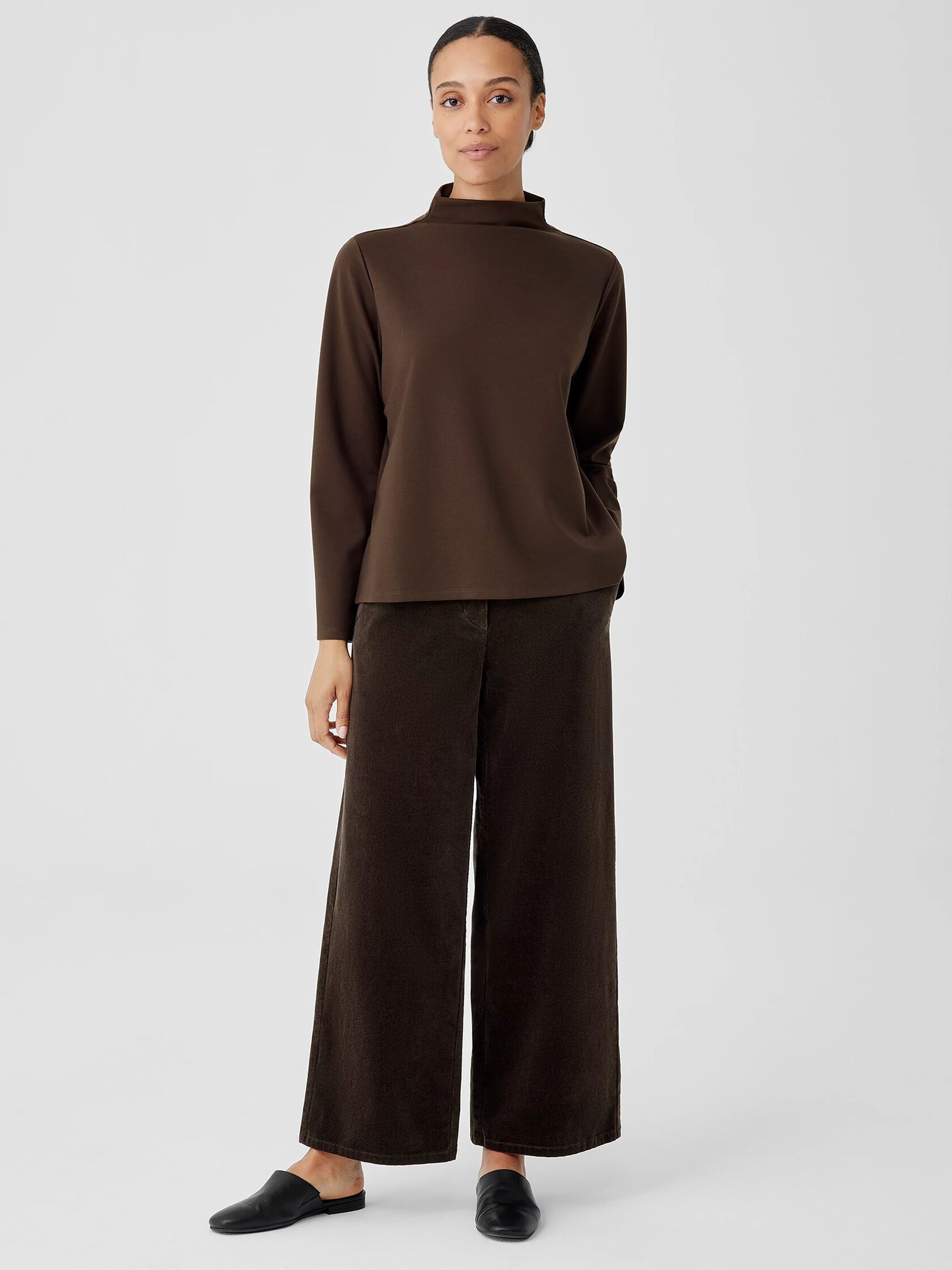 Lightweight Ponte Funnel Neck Top