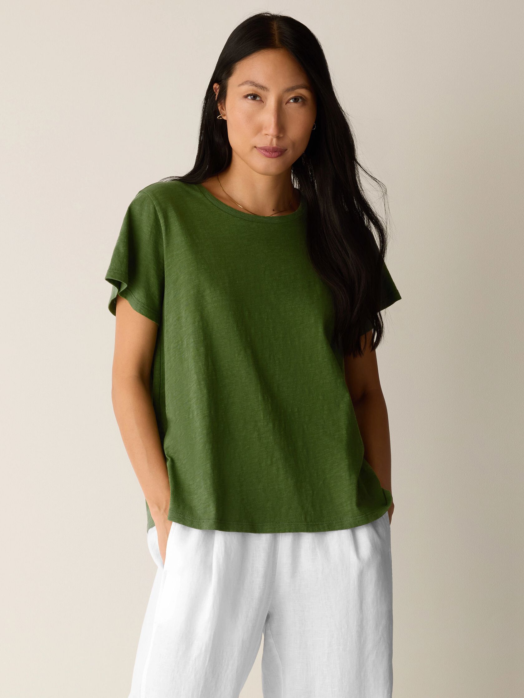 Organic Cotton Slubby Jersey Crew Neck Tee
