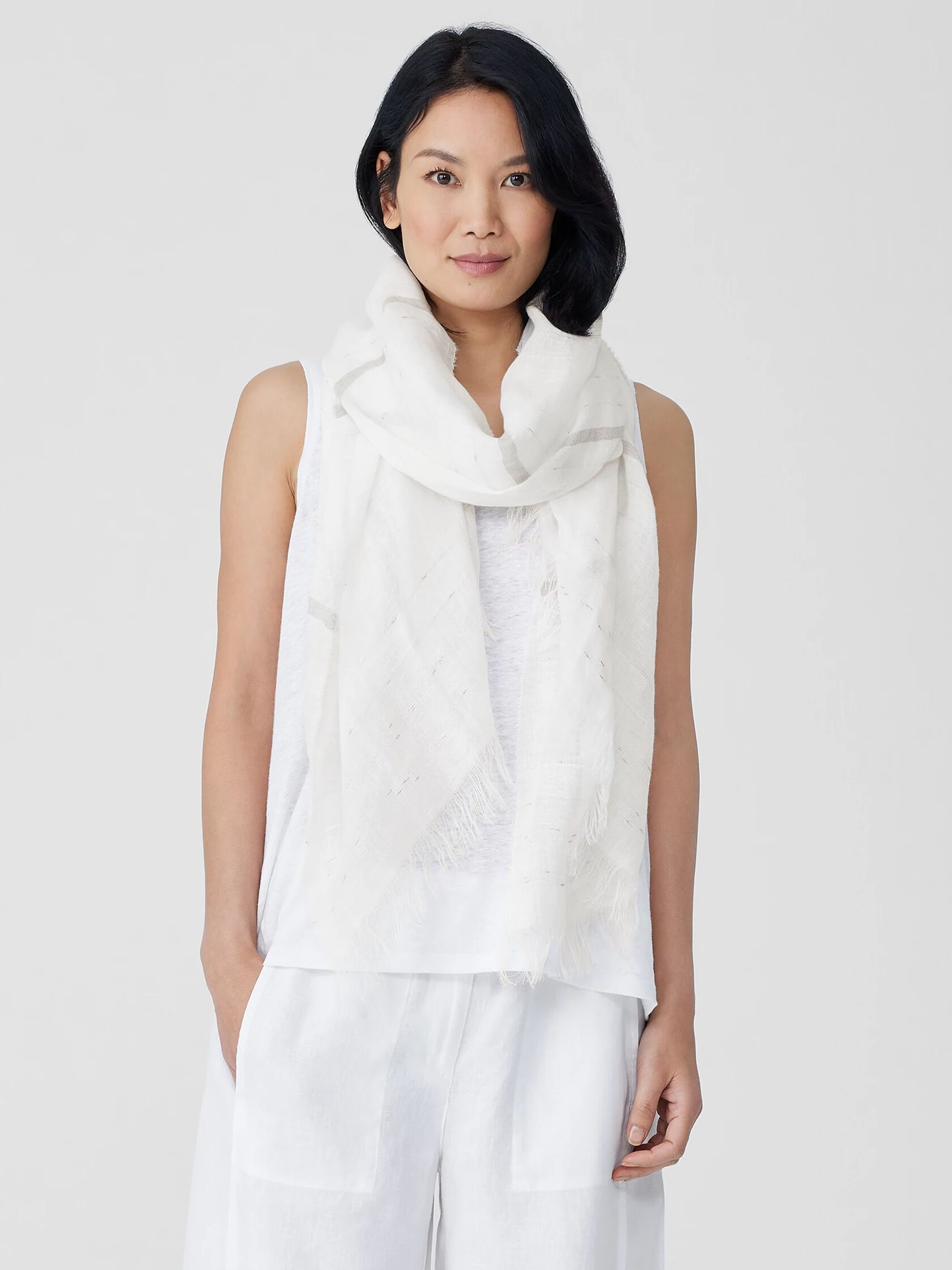 Striped Linen Shimmer Scarf