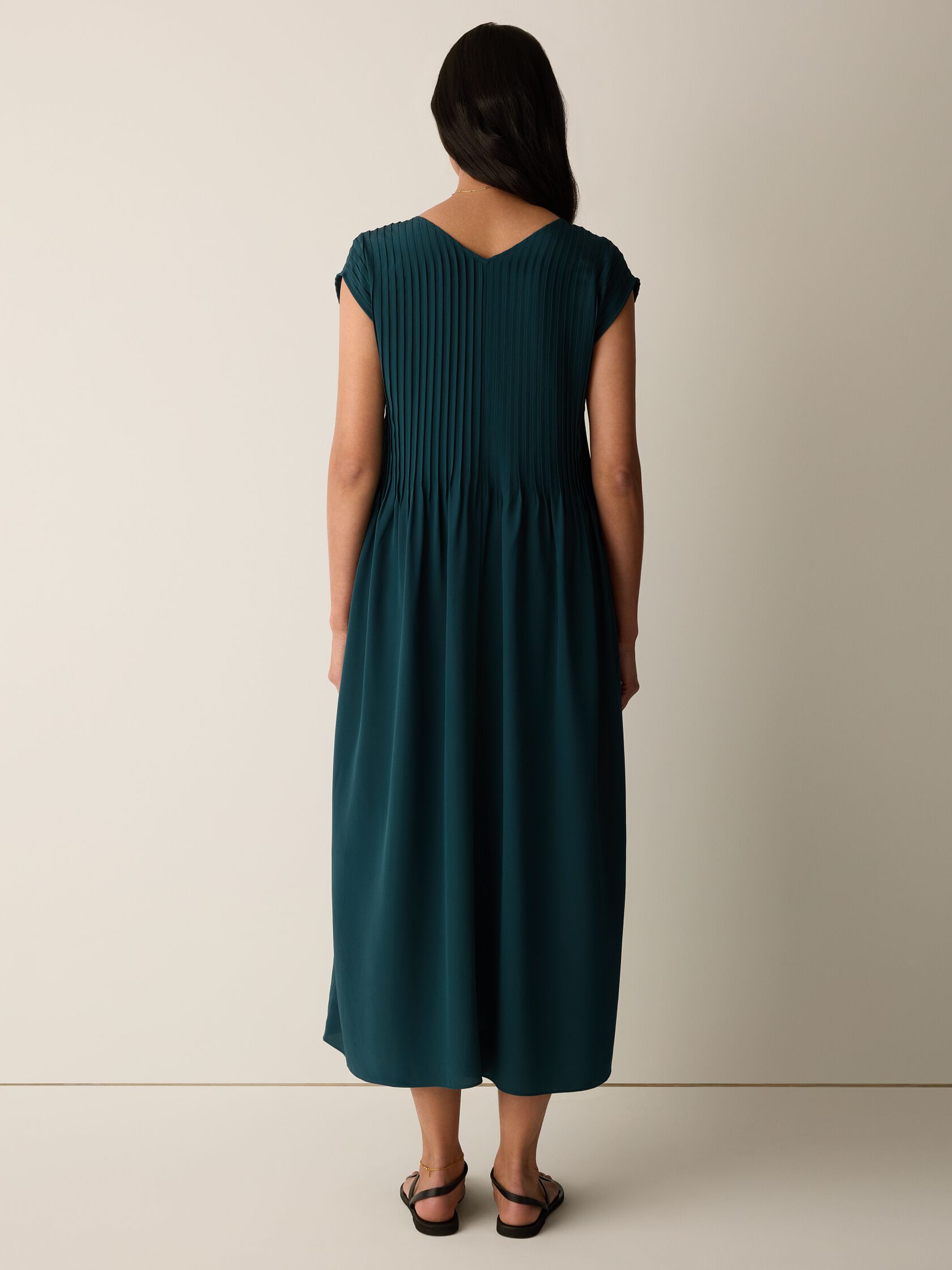 Silk Crepe de Chine V-Neck Dress
